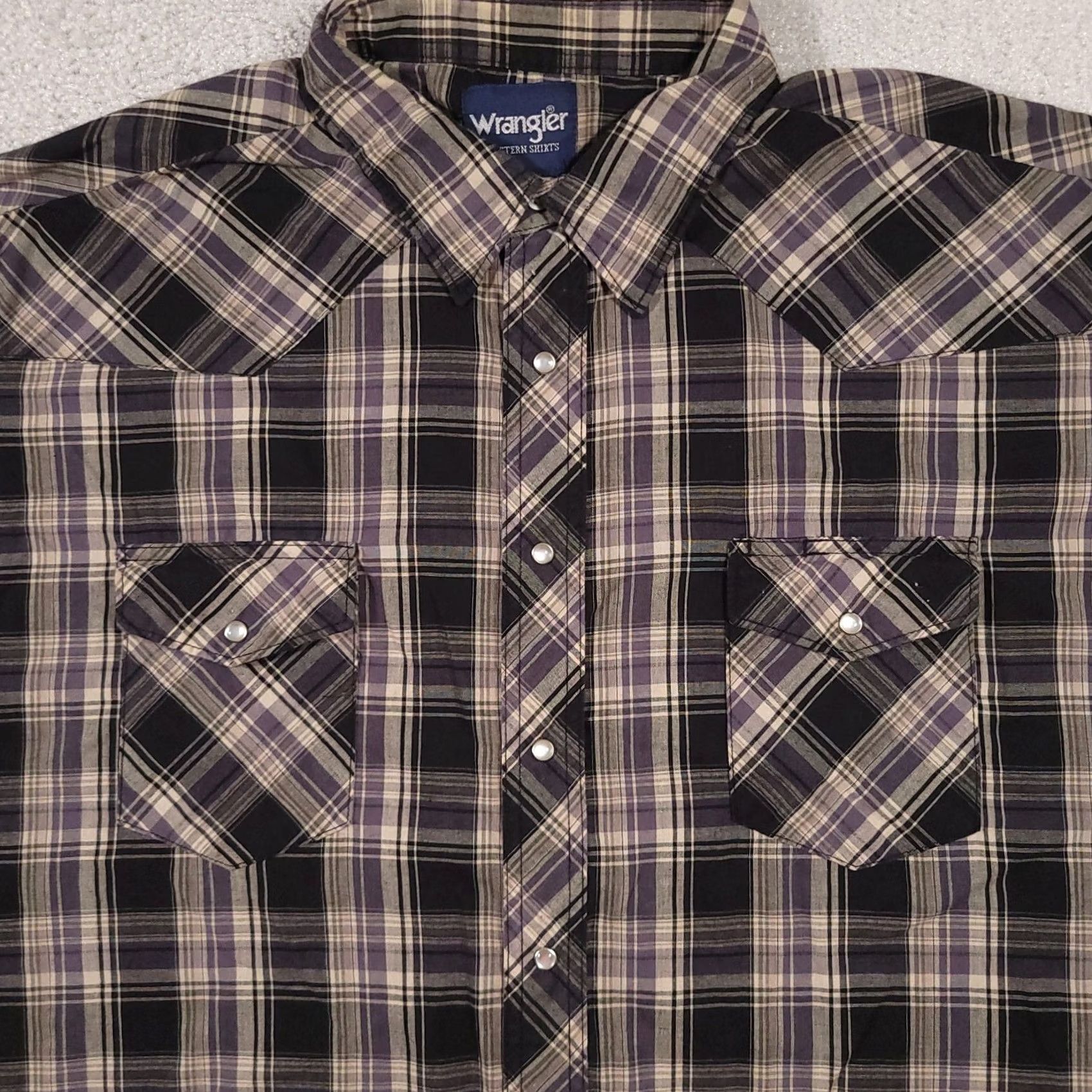 Wrangler Wrangler Western Shirt - Mens Big Tall Plaid Workwear Cotton Long Sleeve Size US XXL / EU 58 / 5 - 3 Thumbnail