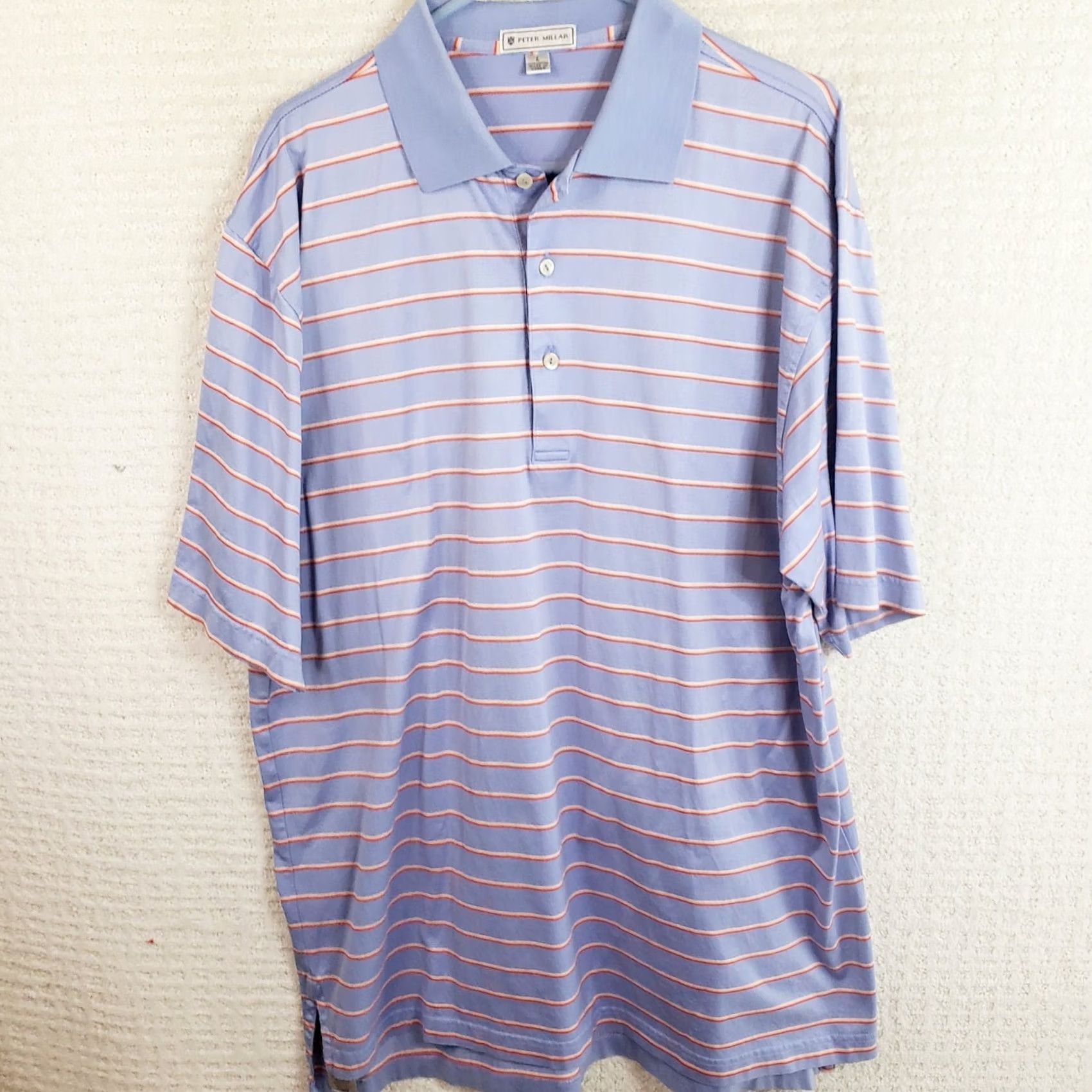 Peter Millar Peter Millar Golf Shirt Men L Blue Striped Cotton Polo Size US L / EU 52-54 / 3 - 2 Thumbnail