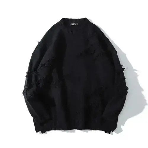 Other Distressed Black Loose Knit Sweater Size US M / EU 48-50 / 2 - 3 Thumbnail