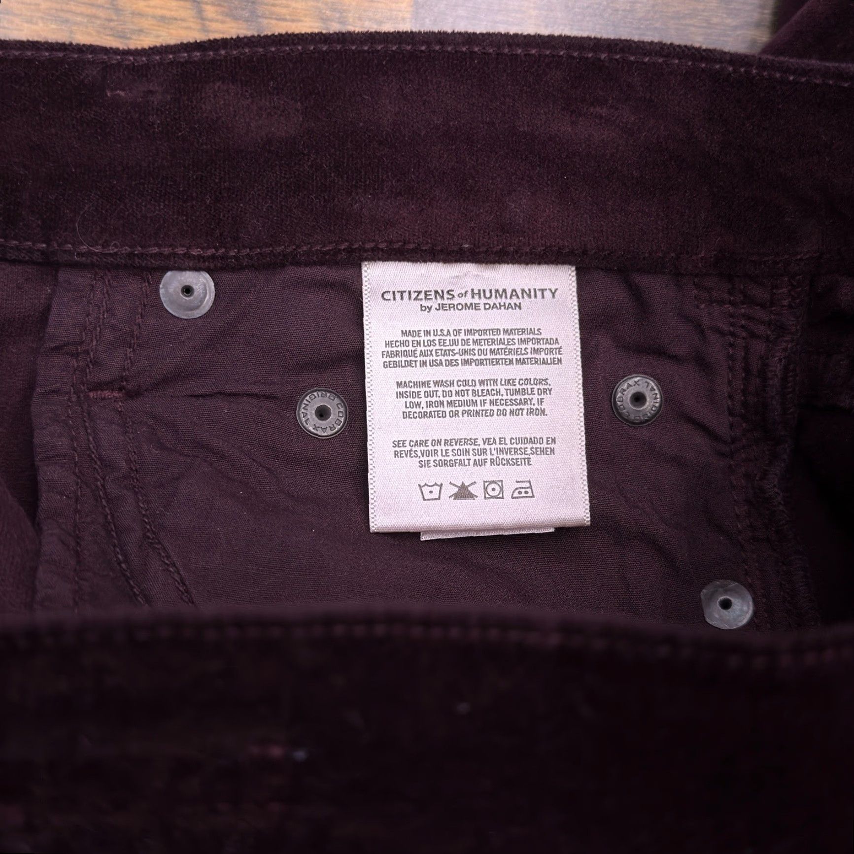 Citizens Of Humanity Citizens of Humanity Jeans Skinny Velvet High Rise 25 Burgundy Women 5-Pocket City Stretch Regular Inseam 29 Size 42" / US 20 - 7 Thumbnail