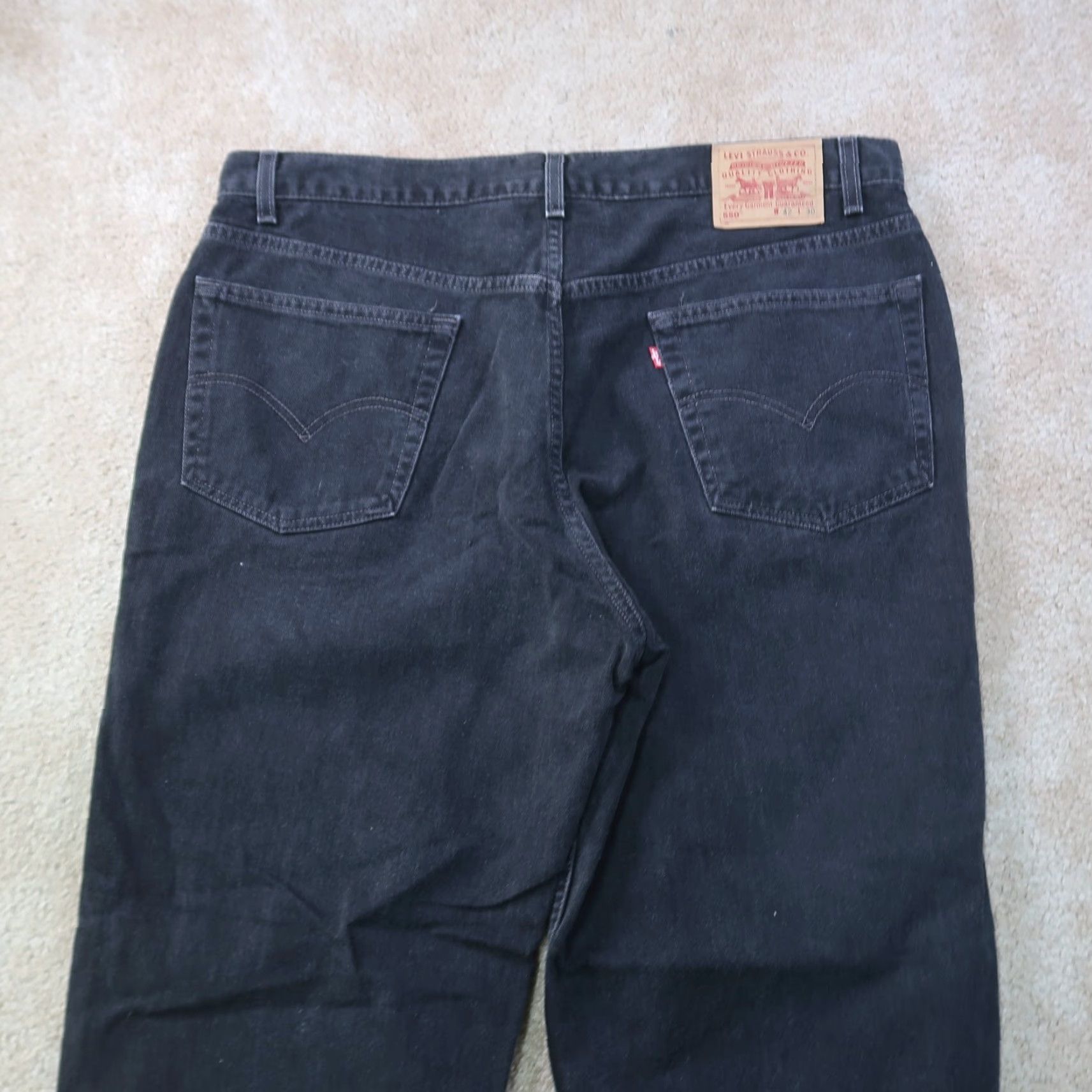 Levi's VINTAGE Levi's 550 Jeans Men's 42x30 Black Denim Relaxed Fit 5-Pocket Zipper Pocket Logo Distressed Size US 42 / EU 58 - 7 Thumbnail
