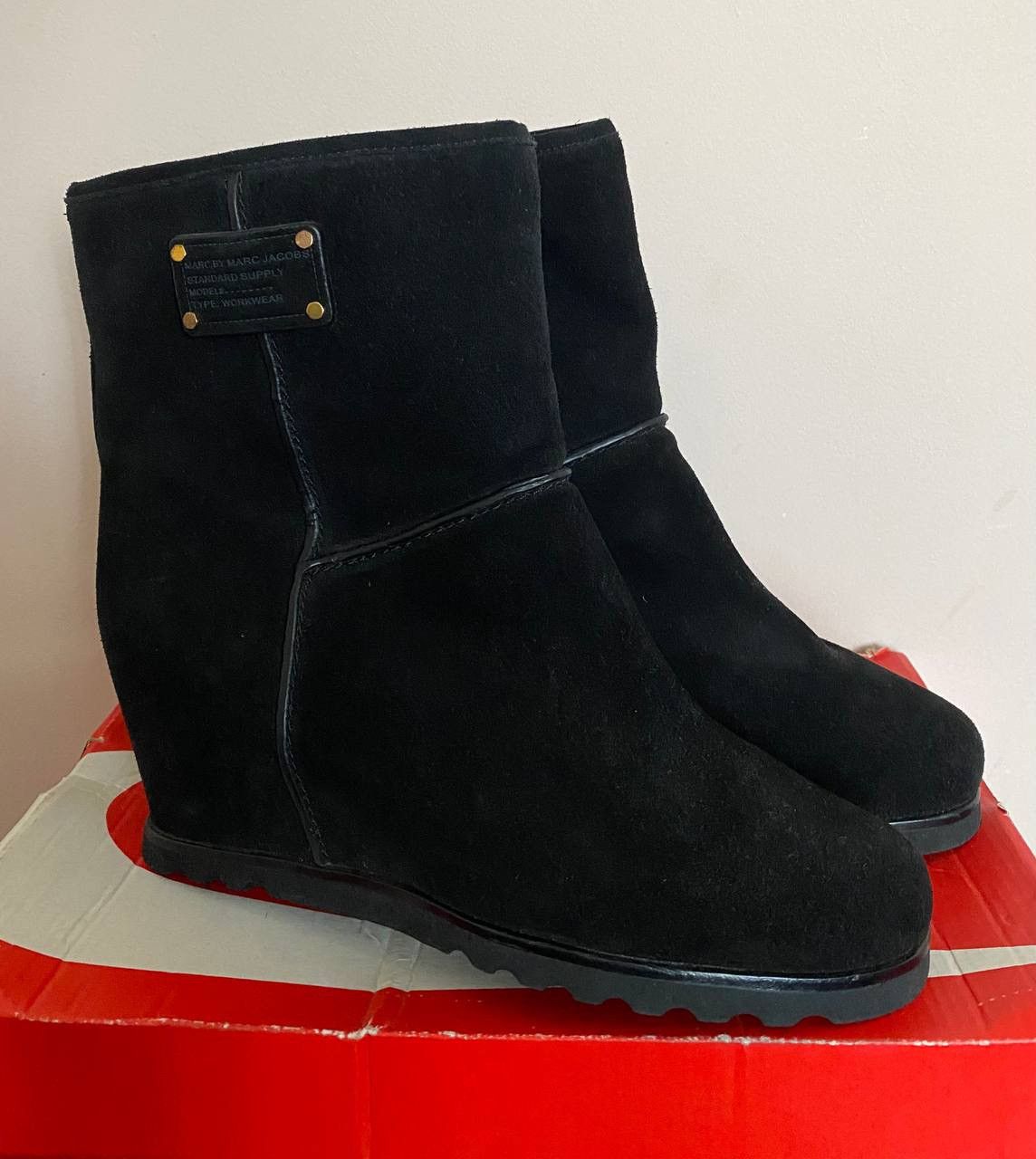 Marc Jacobs Marc By Marc Jacobs Hidden Wedge Faux Sherpa Boots Size US 11 / IT 41 - 1 Thumbnail