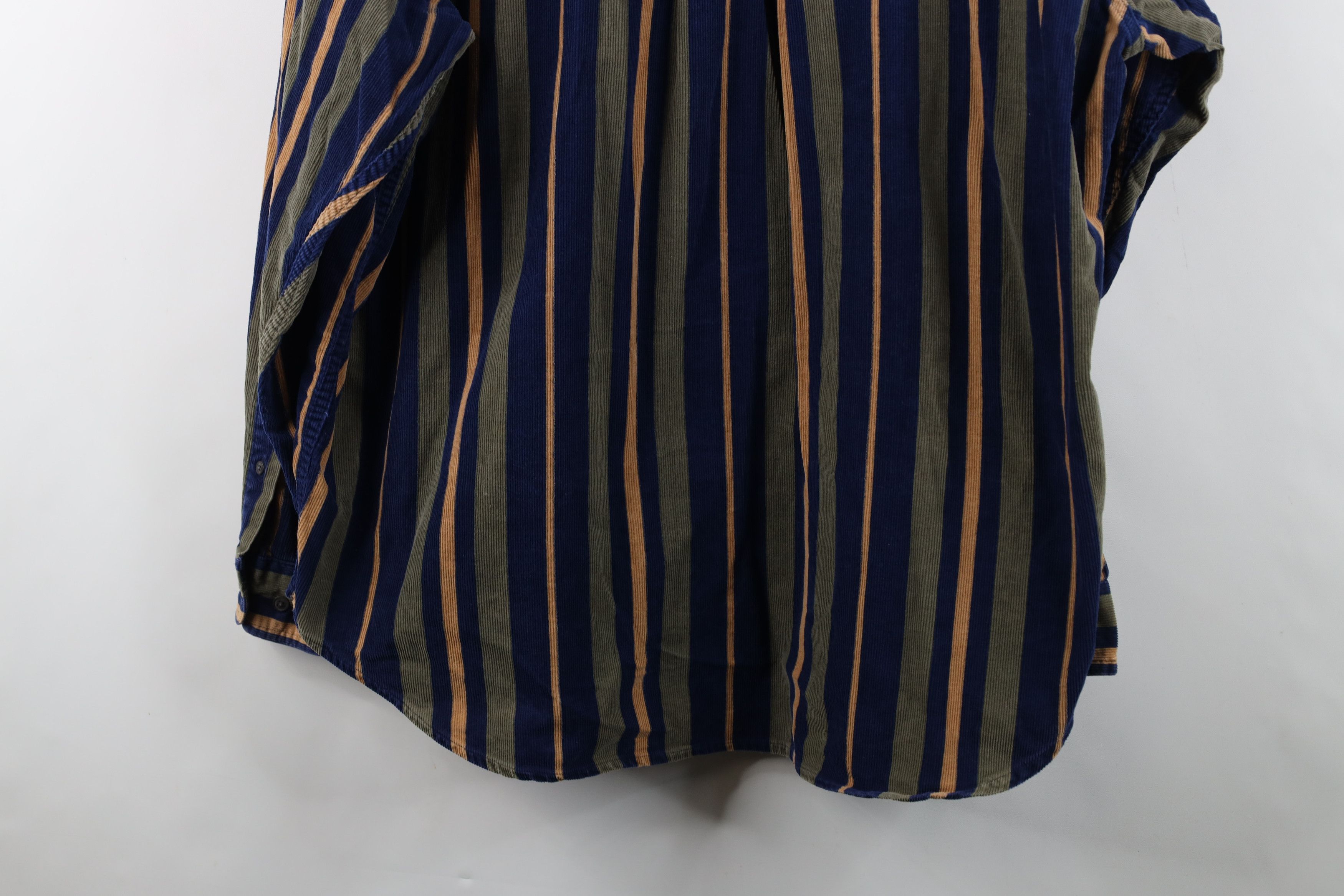 Vintage Vintage 90s Streetwear Striped Corduroy Button Down Shirt Size US L / EU 52-54 / 3 - 14 Thumbnail