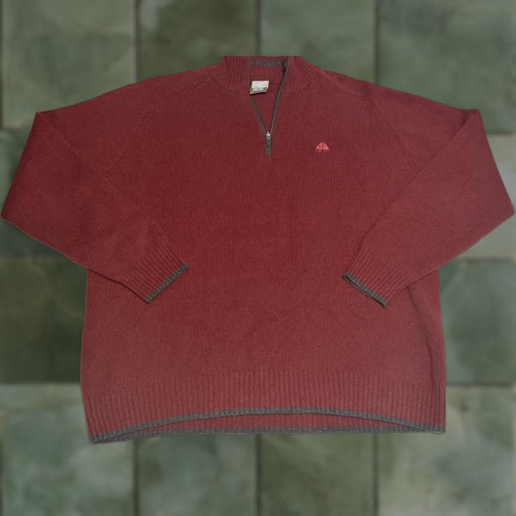 Nike ACG VINTAGE Nike ACG Sweater Shirt Men's Large Mock Neck 1/4 Zip LambsWool Red 2000s Y2K Mens Size US L / EU 52-54 / 3 - 1 Thumbnail