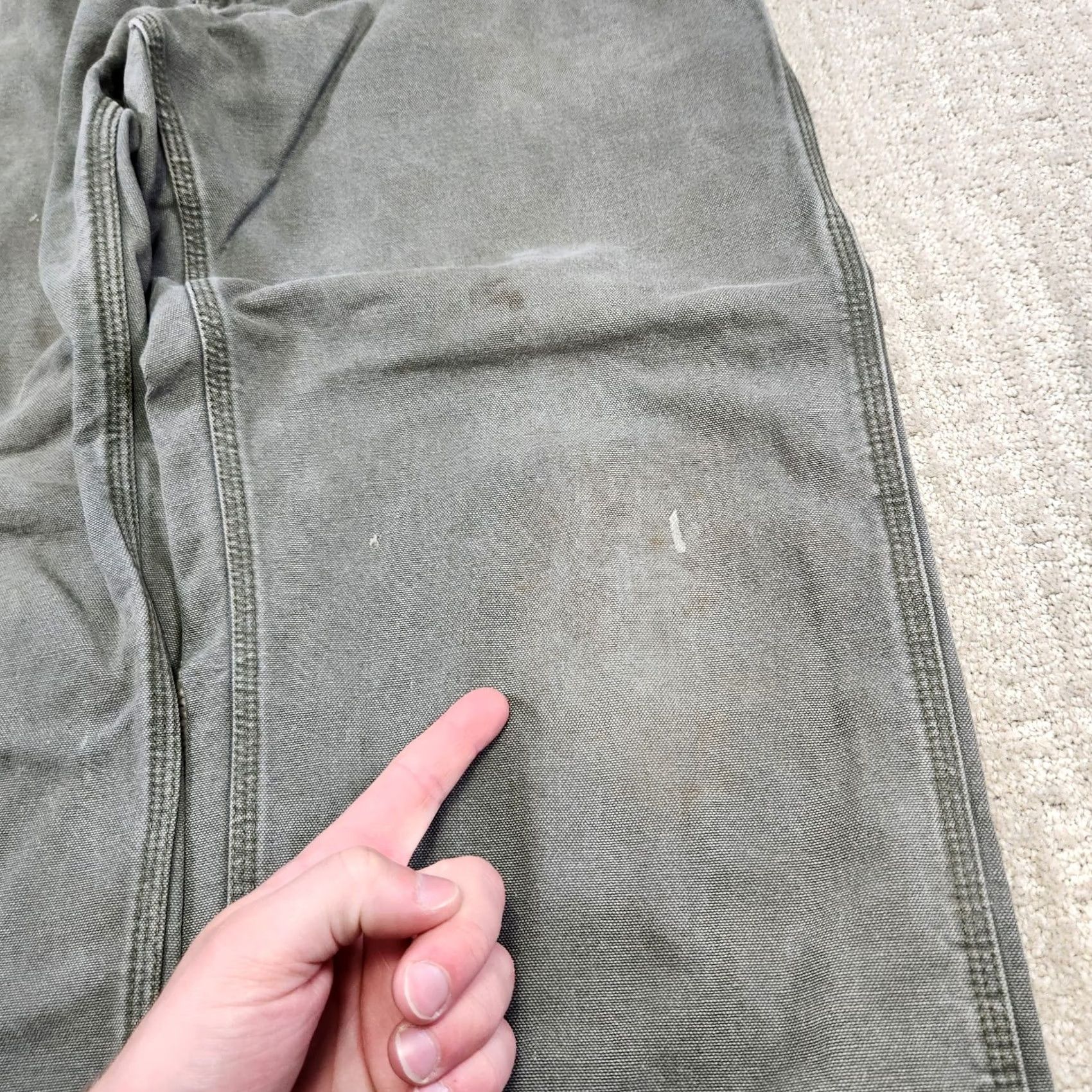Carhartt VINTAGE Carhartt Pants Men 34x30 Moss Green Canvas Distressed Baggy Workwear 90s USA Carpenter Mens Pants Size US 34 / EU 50 - 3 Thumbnail