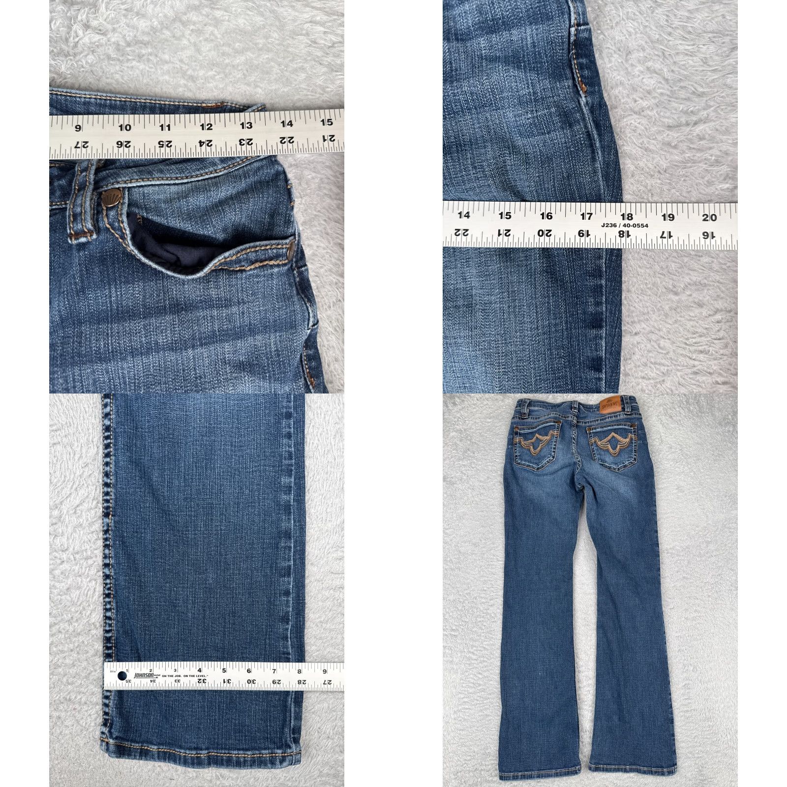 Shyanne Jeans Womens Bootcut 27 Blue Denim Embroidered Embellished Mid 27x31 Jeans Womens
