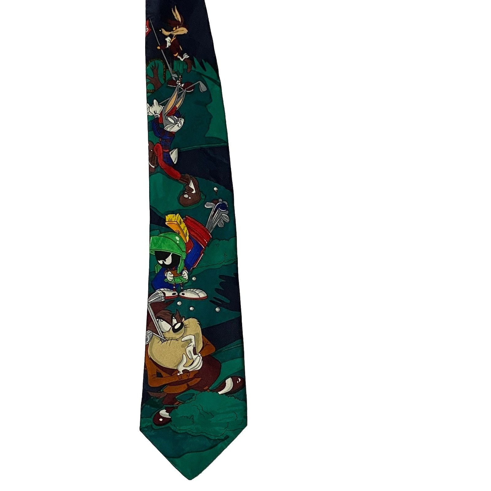 Other Vintage Looney Tunes Tie Men Green Taz Bugs Bunny Silk 90s Size ONE SIZE - 2 Thumbnail