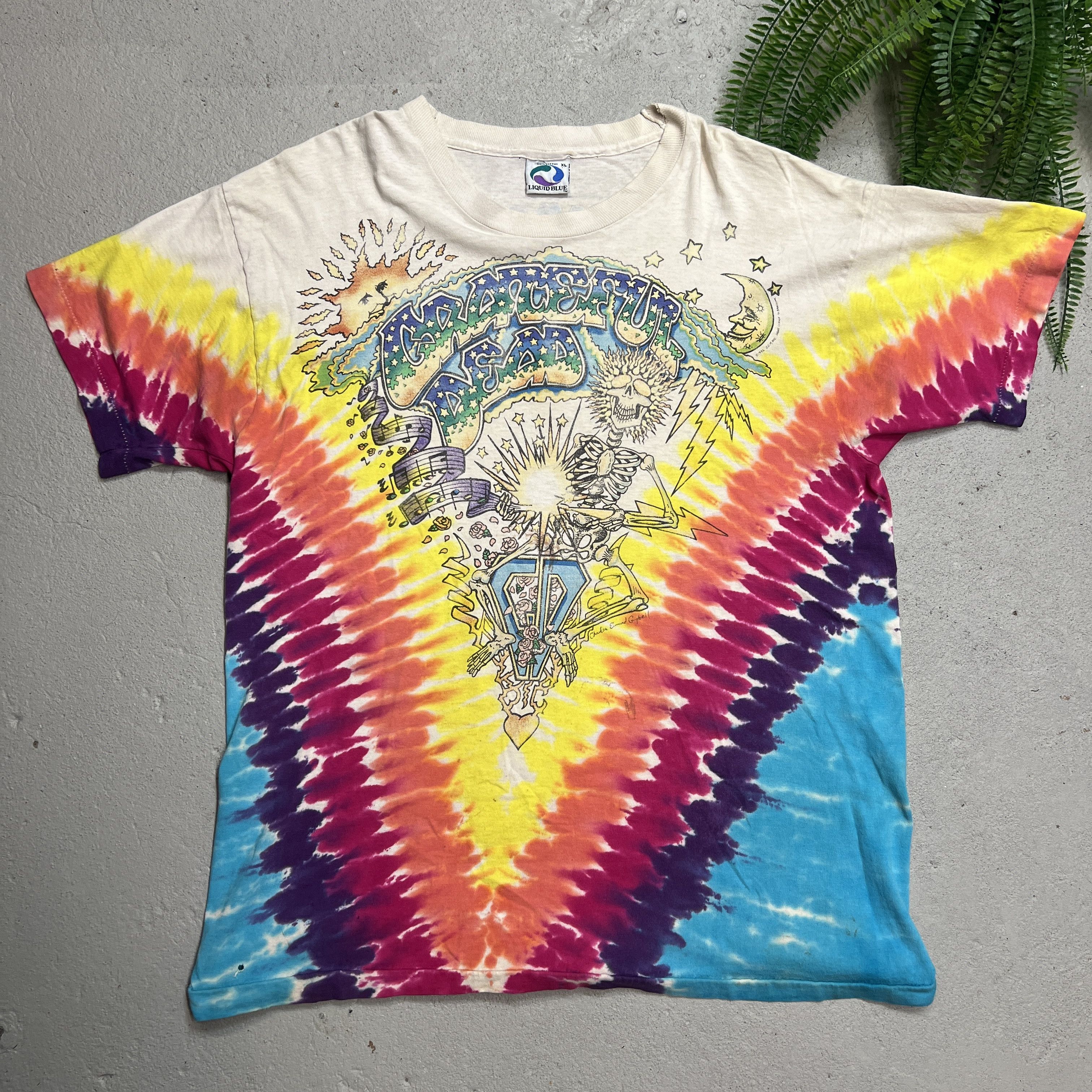 Grateful Dead × Vintage Grateful Dead 1992 Skeleton Holding Lightning Tie Dye Tee Size US XL / EU 56 / 4 - 3 Thumbnail