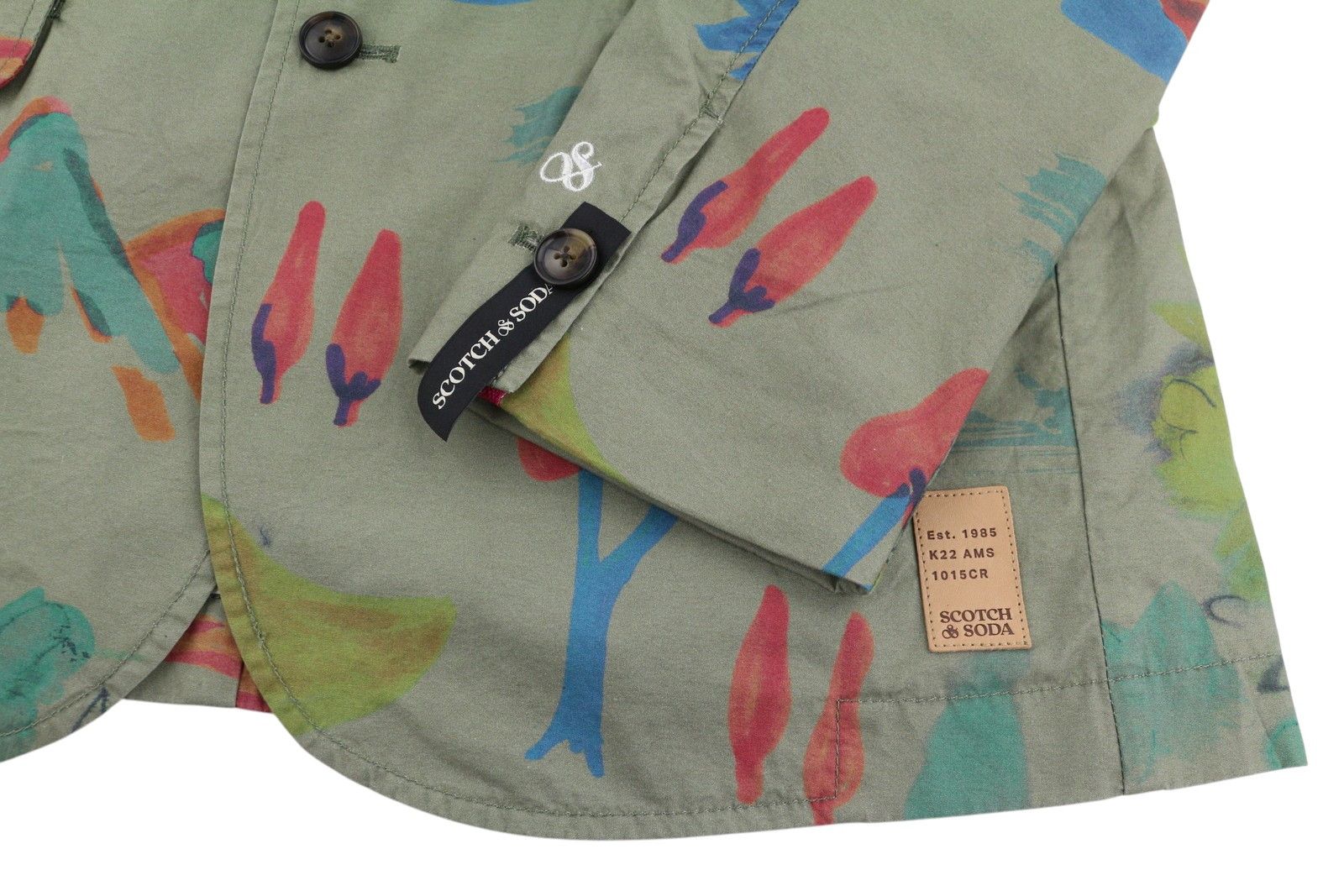 Scotch & Soda M Green Patterned Notch Lapel Single Breasted Blazer 91048 Size 38R - 7 Thumbnail