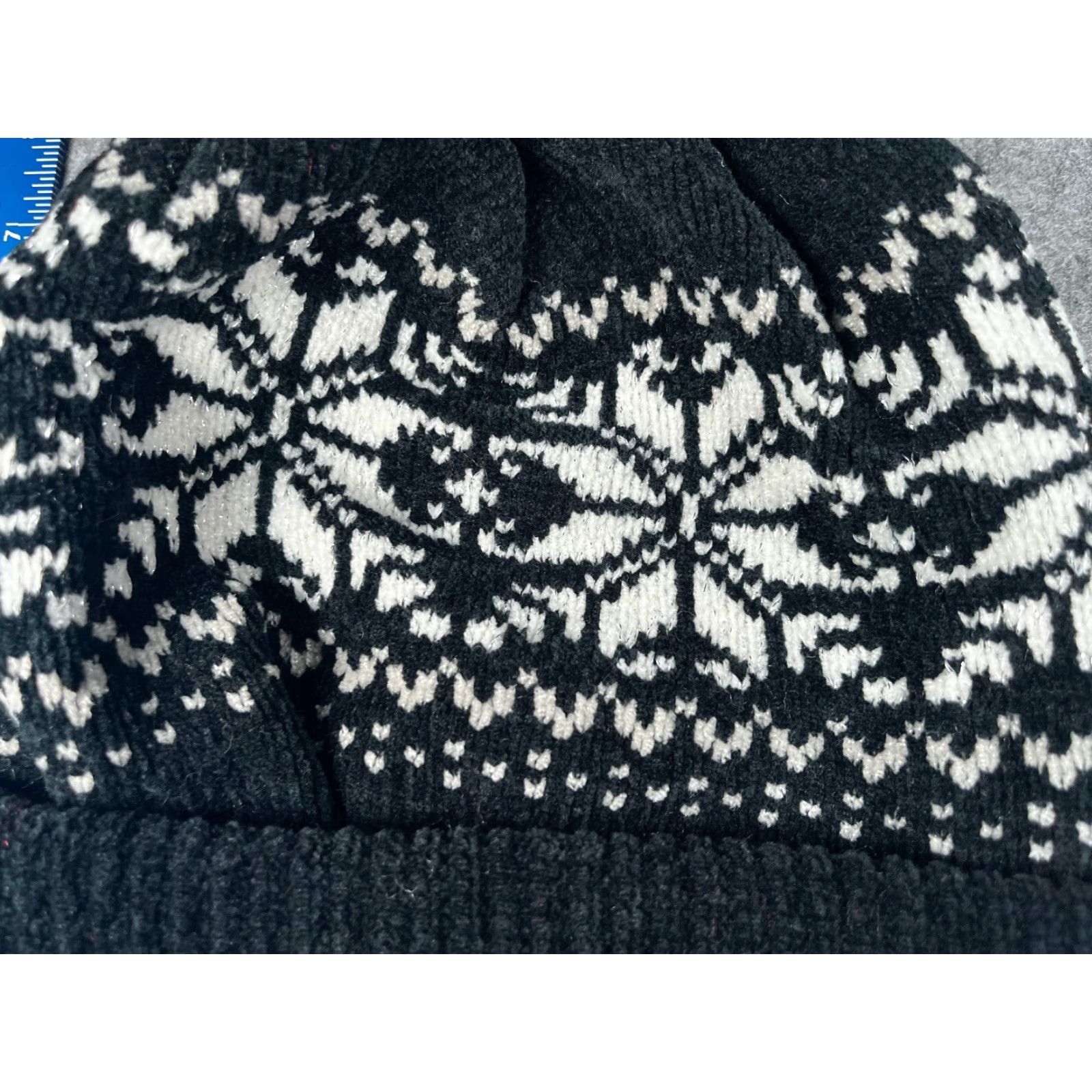 Sears Sears Beanie Adult One Size Black Fair Isle Knit Acrylic Blend Winter Ski Hat/Cap Unisex Adults Knit Beanie Men Women N/A? Size ONE SIZE - 2 Thumbnail