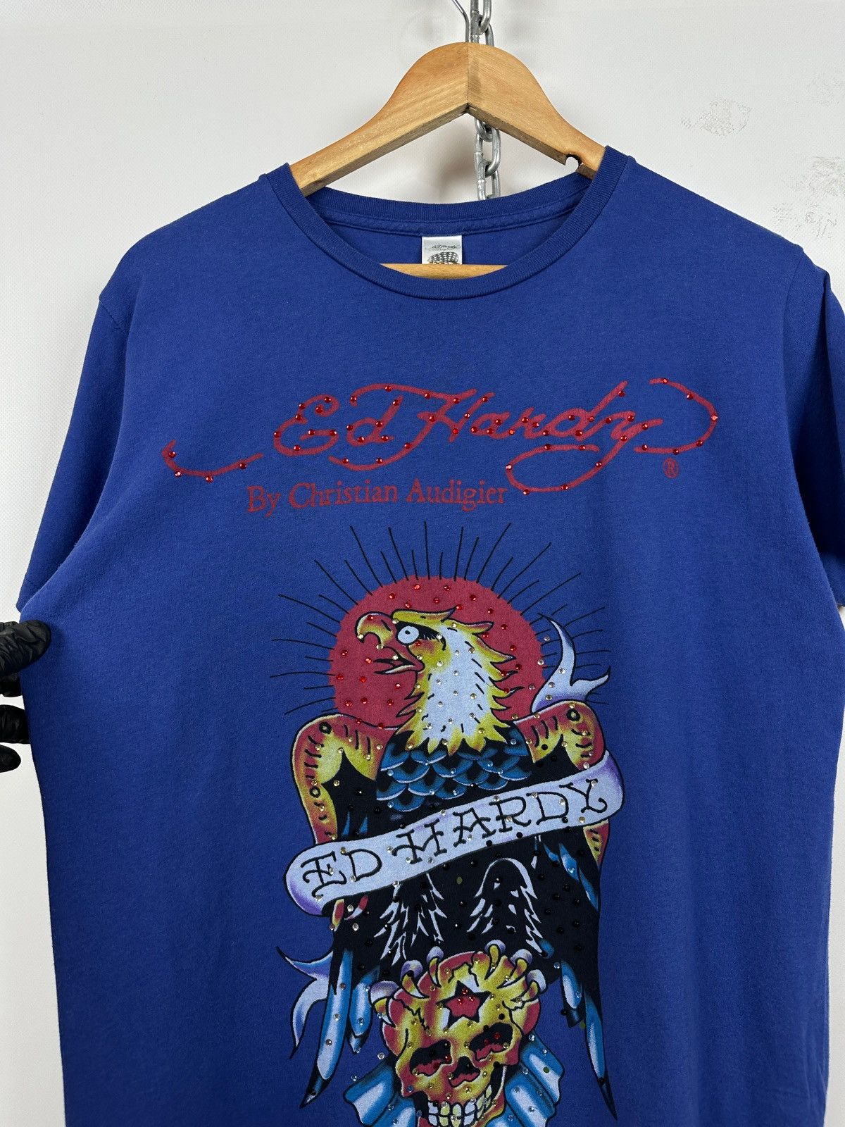 Ed Hardy Vintage Ed Hardy Rhinestones Skull Eagle Blue T-Shirt Size US M / EU 48-50 / 2 - 7 Thumbnail