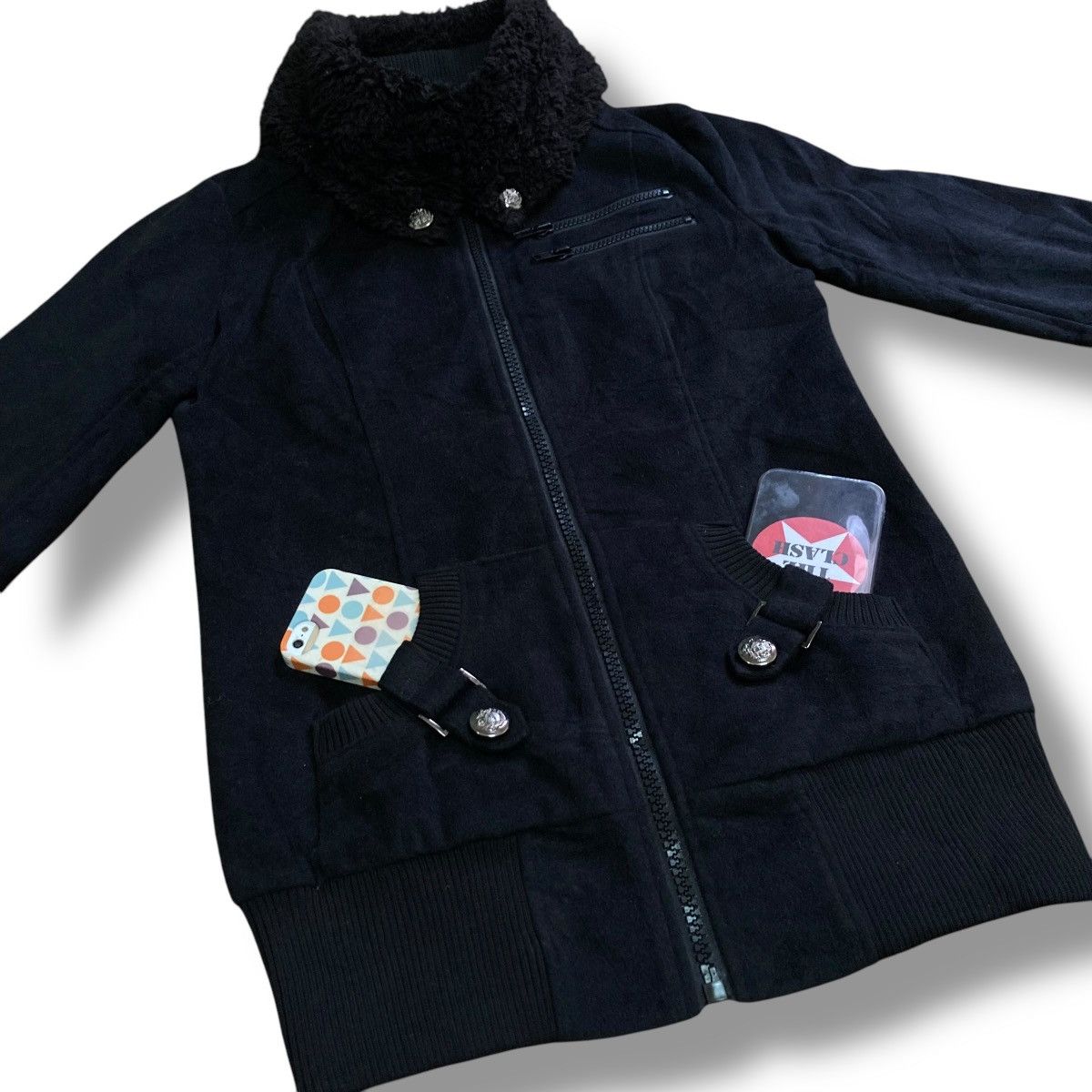 If Six Was Nine 🇯🇵 COLLIER PUNK GOTHIC FULL ZIP FUR COLLAR HOODIE JACKET Size US L / EU 52-54 / 3 - 8 Thumbnail