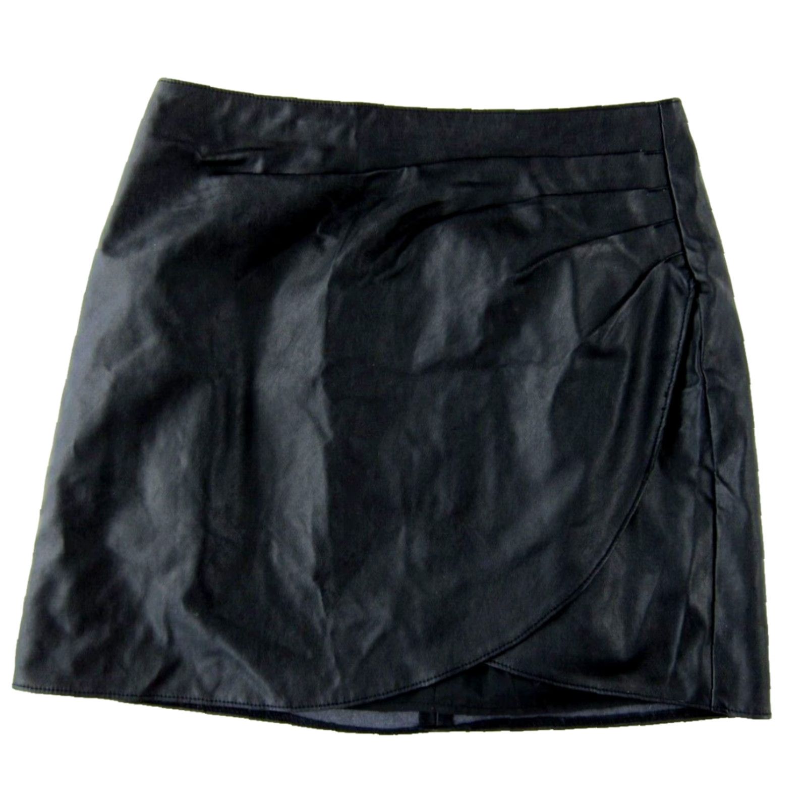 Abercrombie & Fitch Abercrombie & Fitch Black Faux Leather Short Mini Wrap Skirt Size Medium Size 32" / US 10 / IT 46 - 2 Thumbnail