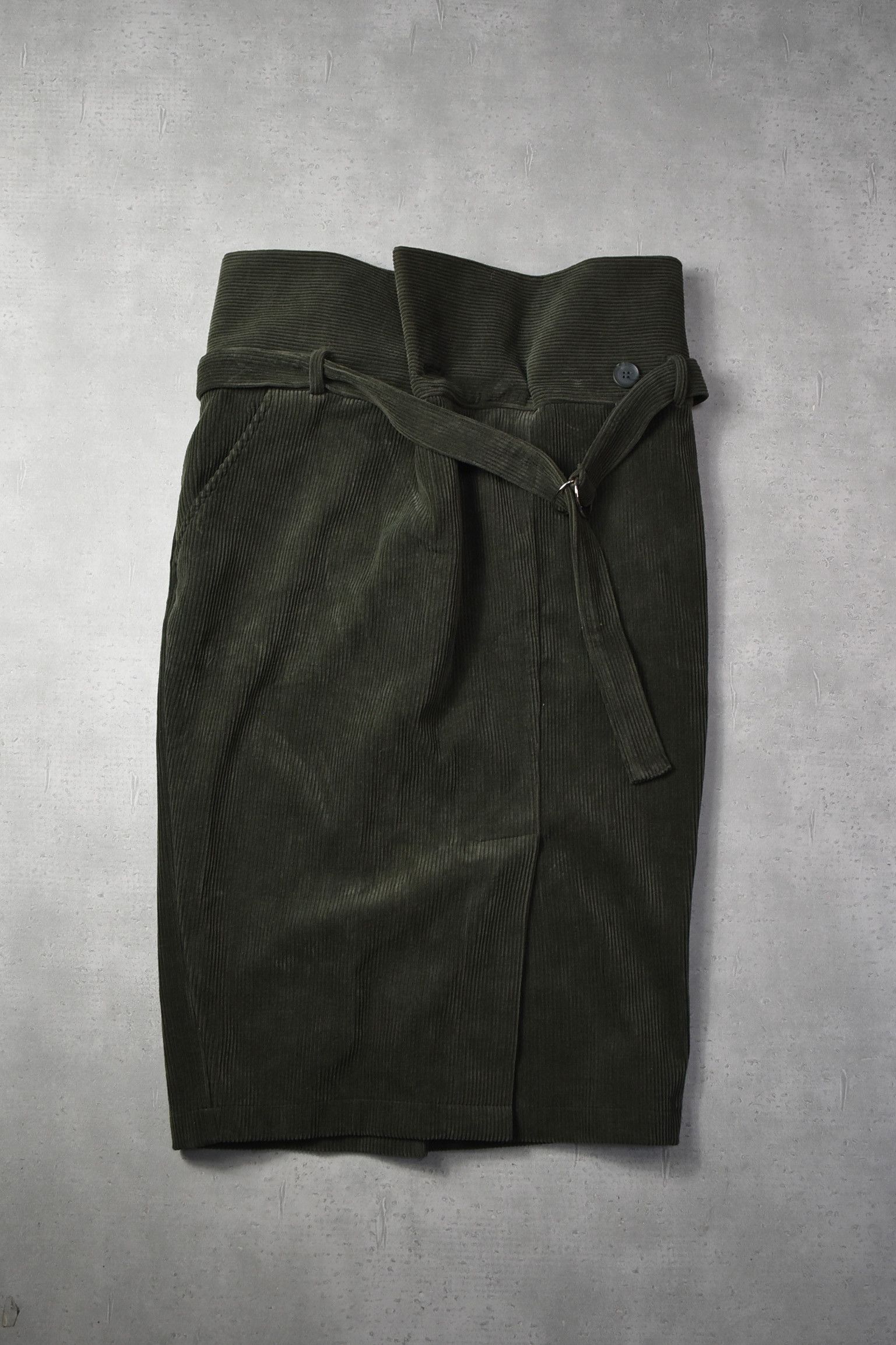 image of Corduroy Skirt 16-3-35 91 in Olive, Women's (Size 36)