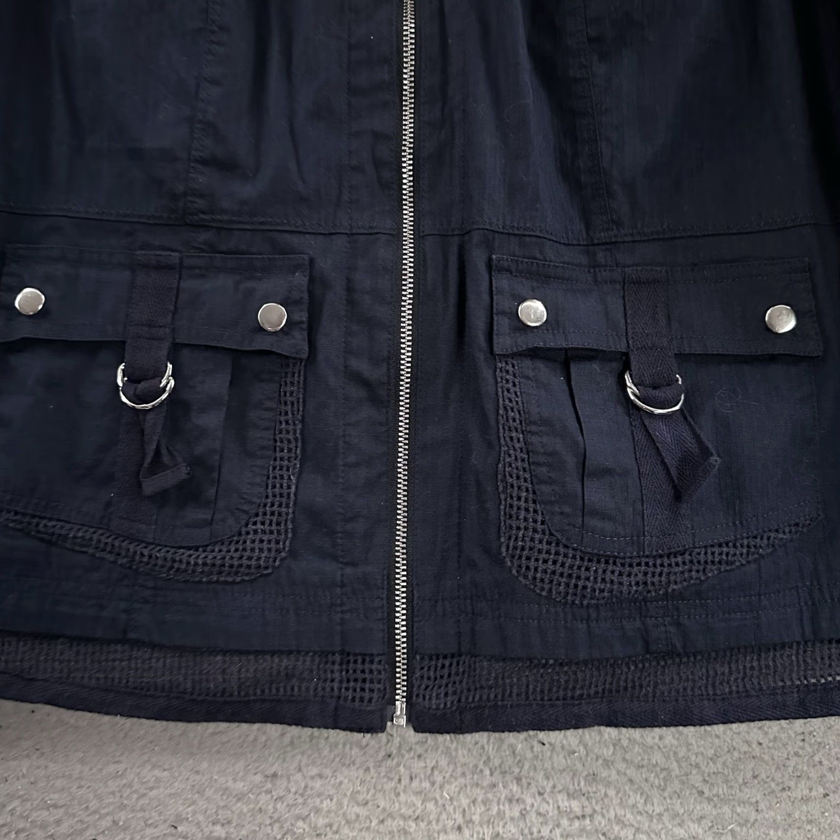 Vintage Zenergy Chicos Womens Jacket Blue Size 1 Full Zip 3/4 Sleeve Cotton Blend Basic Pockets Lightweight Hoodie - Womens Size XS / US 0-2 / IT 36-38 - 4 Thumbnail
