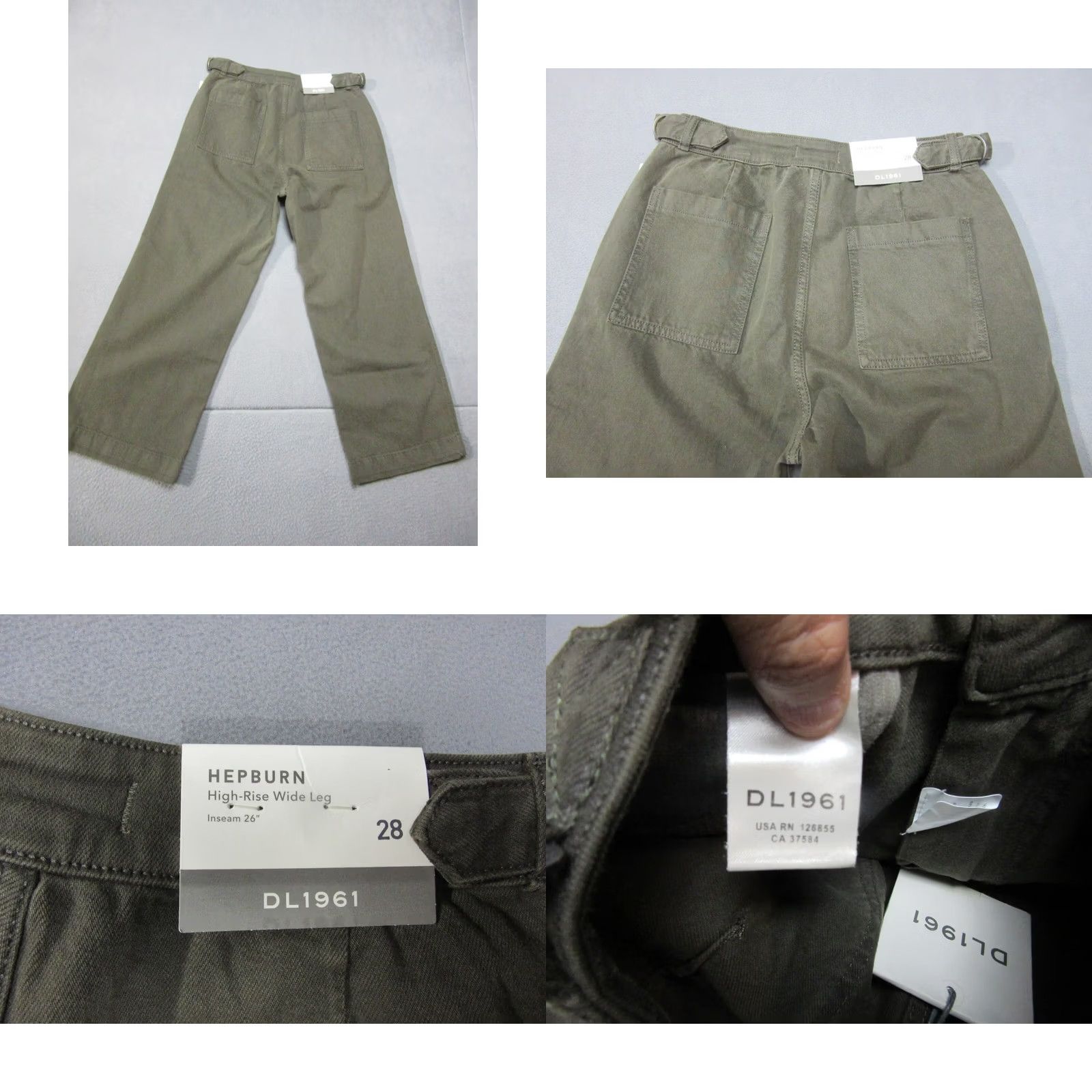 DL1961 DL1961 Jeans Womens 28 Green Hepburn High Rise Wide Leg Pockets Zip-Fly With Tags Size 28" / US 6 / IT 42 - 9 Thumbnail
