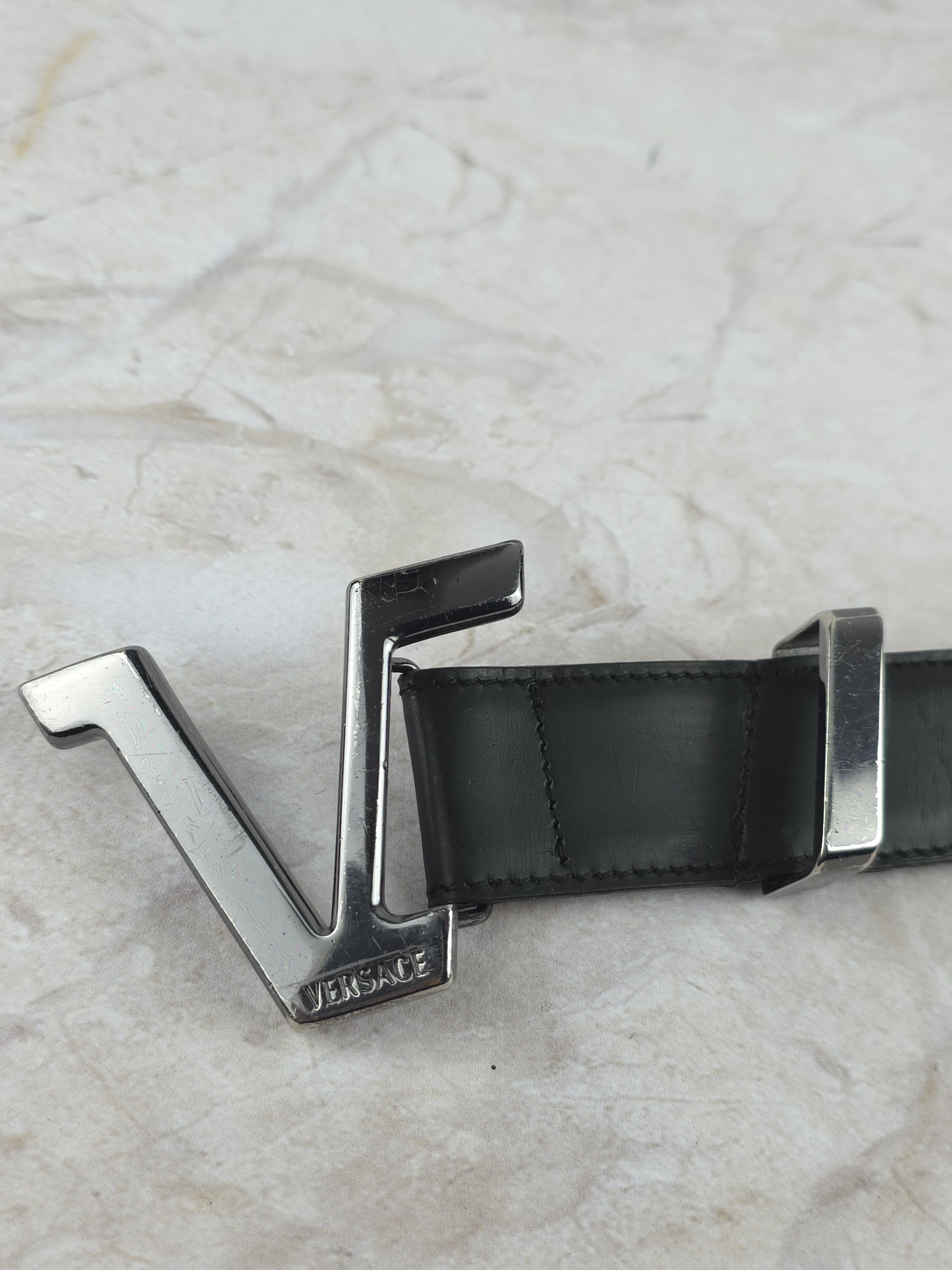 Versace Vintage Gianni Versace "V" Logo Belt Archival 90s VS2 Line Size 36 - 6 Thumbnail