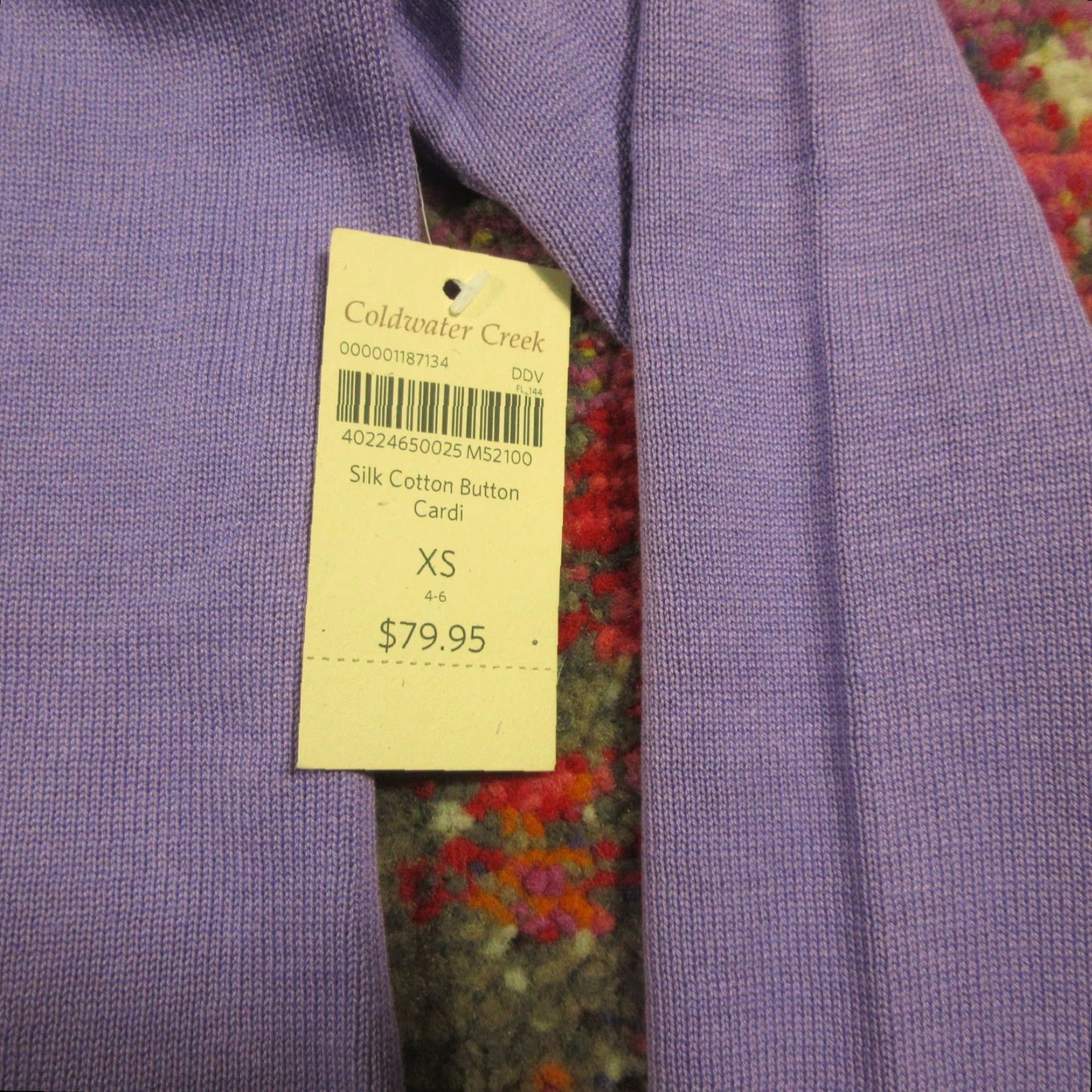 Coldwater Creek Coldwater Creek Cardigan Sweater Womens XS Purple Silk Cotton Button V-Neck Beaded NWT Size XS / US 0-2 / IT 36-38 - 6 Thumbnail
