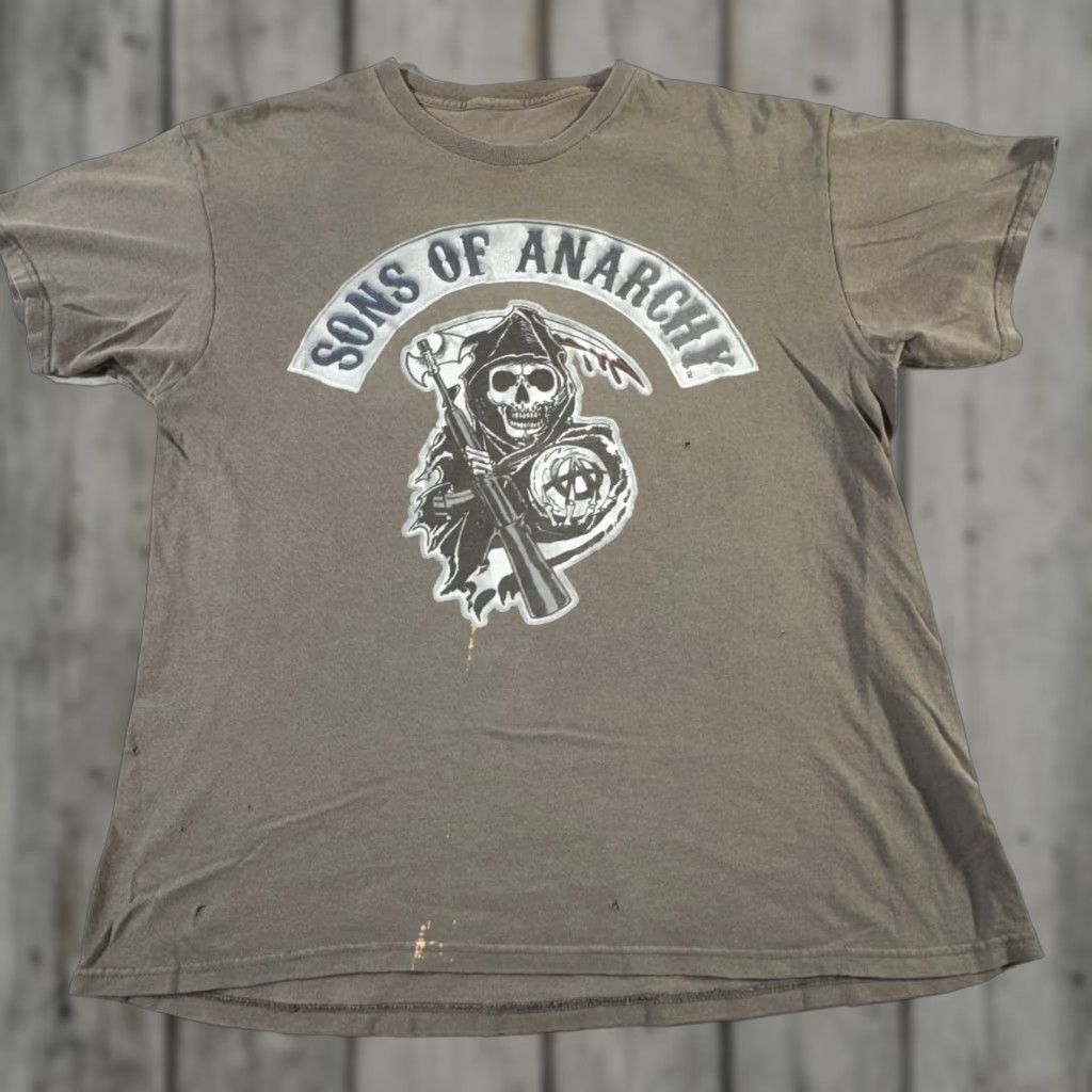 Vintage Sons of Anarchy Shirt Mens Large Brown Distressed Reaper Graphic TV Show Tee Size US L / EU 52-54 / 3 - 1 Thumbnail