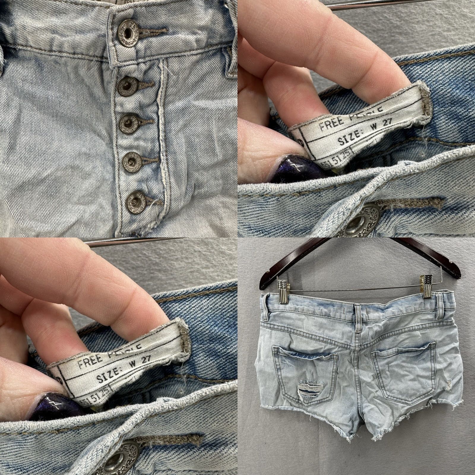 Free People Free People Denim Shorts Womens 27 Shortie Button Fly Boho y2k Blue Size 27" / US 4 / IT 40 - 8 Thumbnail