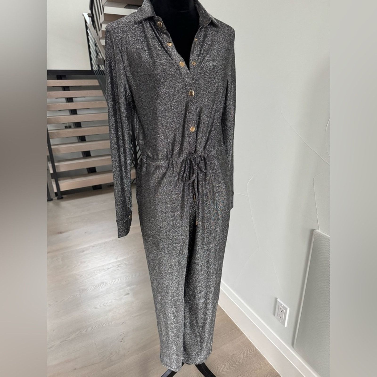 New Elegant Lurex Silver Shimmery Jumpsuit size S