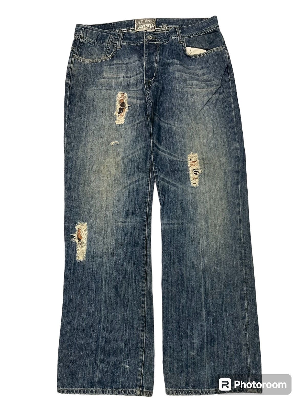 Stussy VINTAGE STUSSY BAGGY DENIM PANT RARE DESIGN Size US 35 - 2 Thumbnail