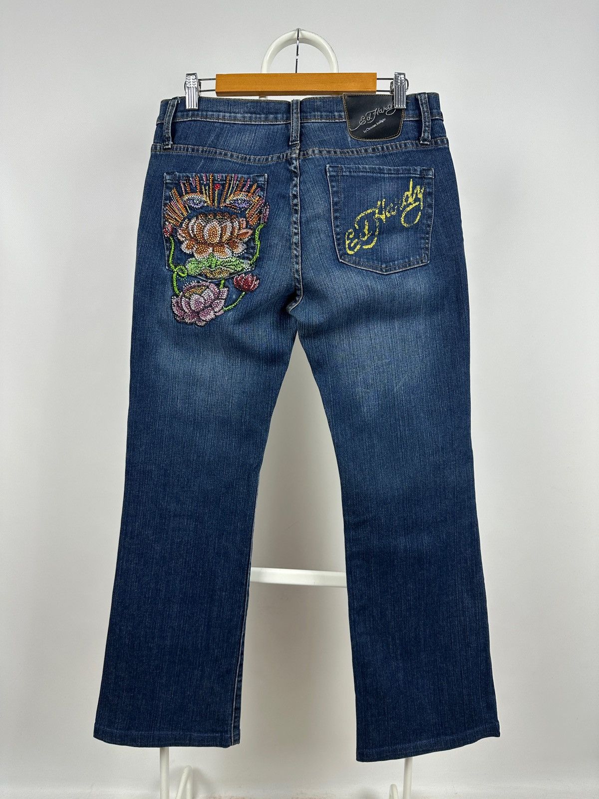 Ed Hardy Ed Hardy Rhinestones Flowers Denim Jeans Pants Size 31" - 1 Thumbnail
