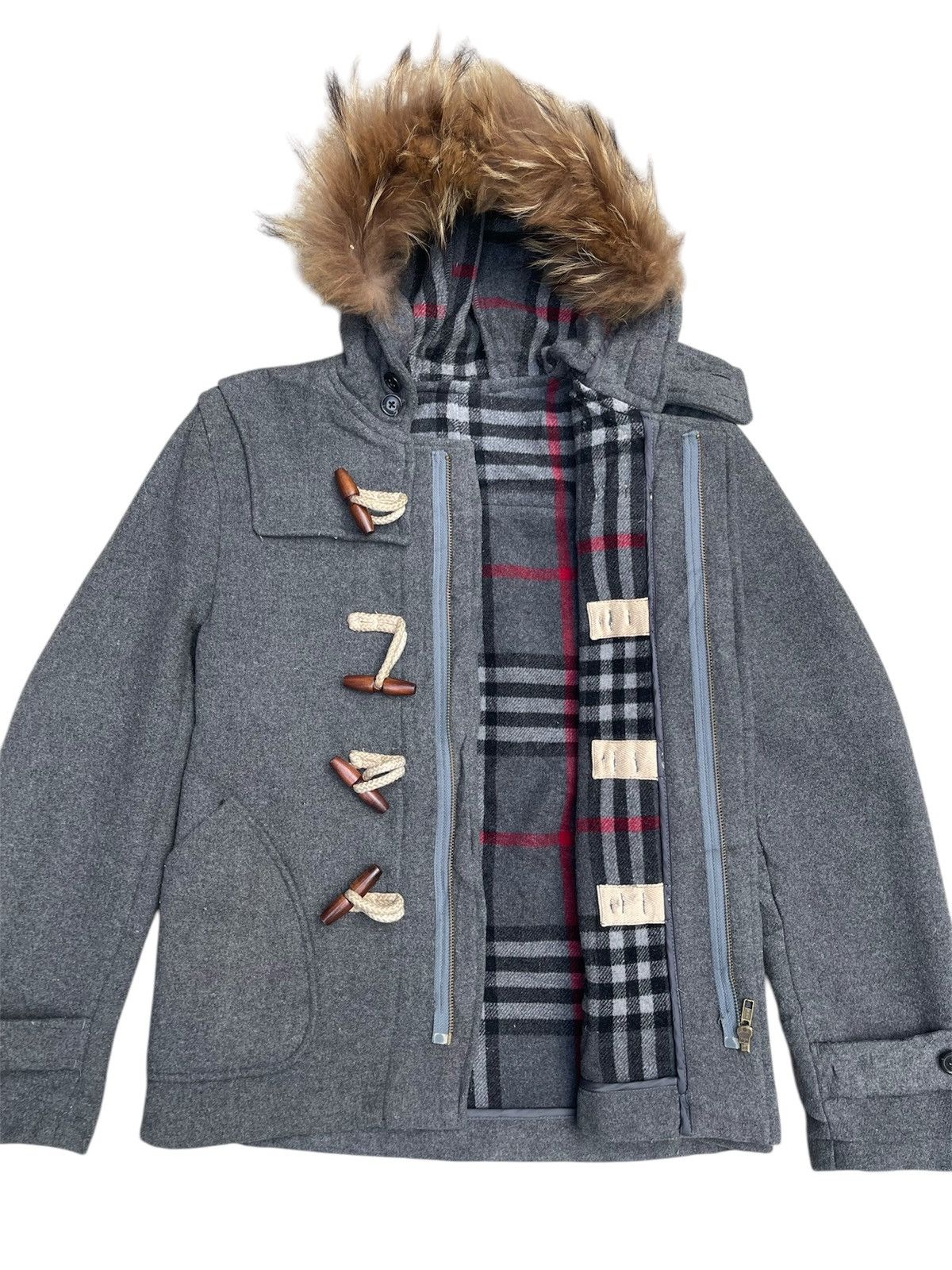 Boycott Boycott Wool Toggle Duffle Coat with Faux Fur Hood Size US S / EU 44-46 / 1 - 4 Thumbnail