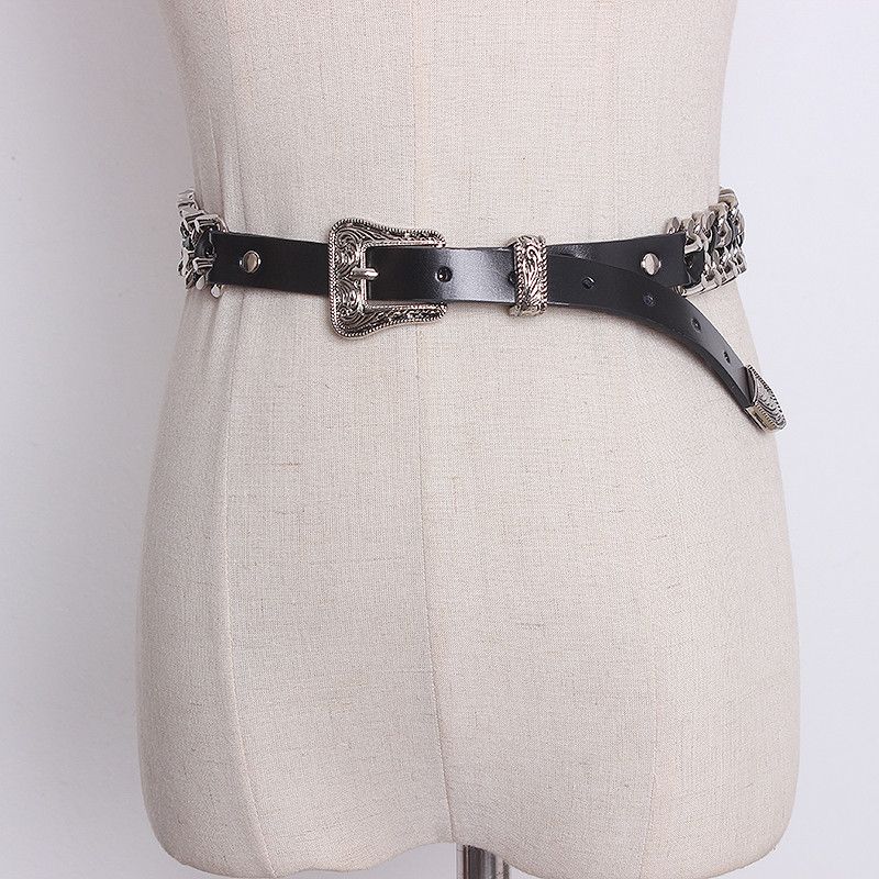 Vintage Carved Buckle Twisted Metal Chain Belts Size ONE SIZE - 8 Thumbnail