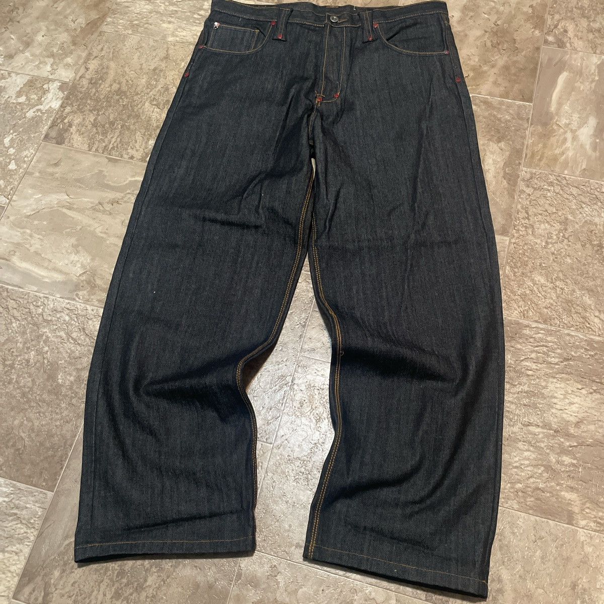 Black Label × JNCO × Vintage VTG Y2K black label baggy wodeleg Embroidered denim jeans Size US 40 / EU 56 - 2 Thumbnail