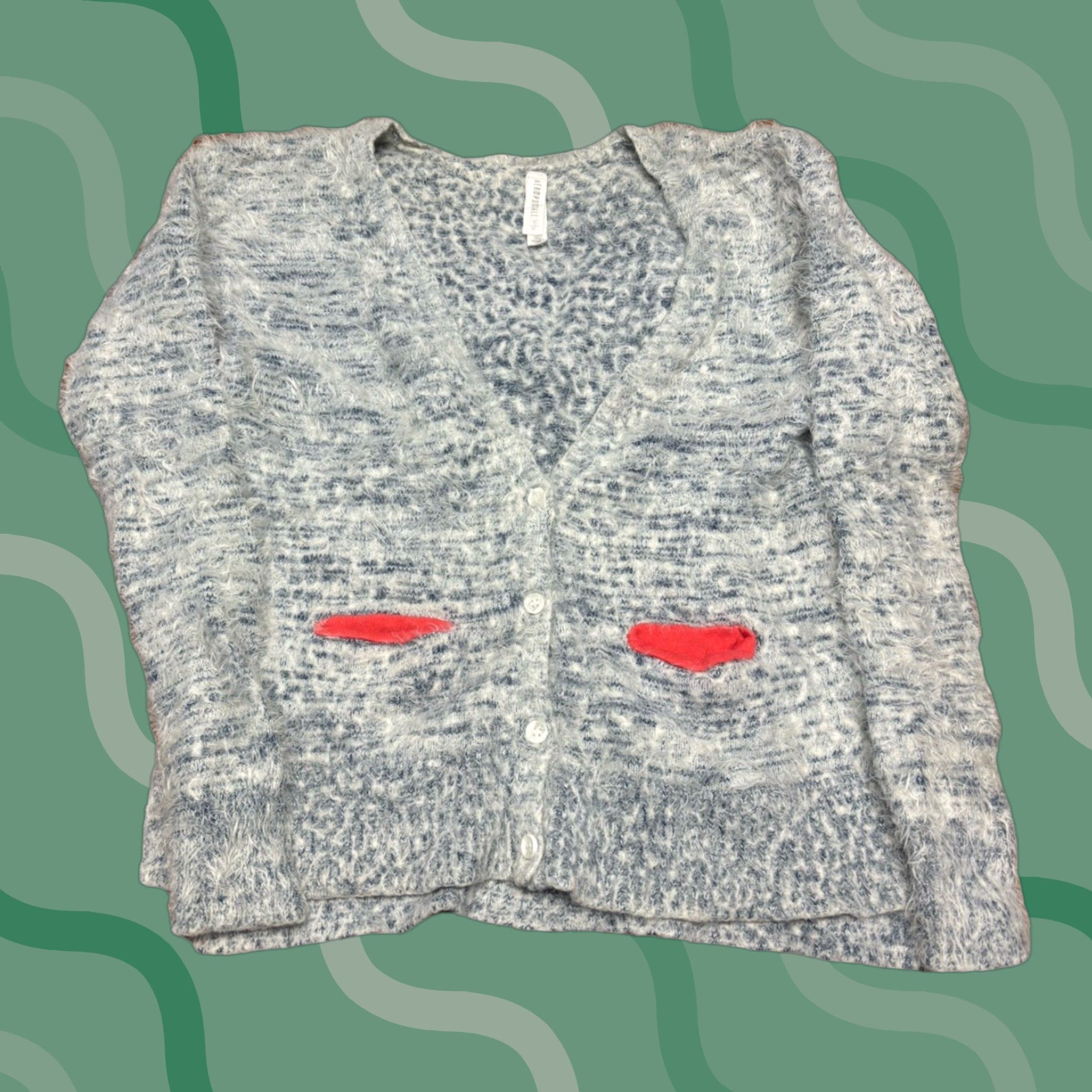 Aeropostale Aeropostale Women's FUZZY S Cardigan Long Sleeve Q4 Smooth Gray Rose Knit Knitwear Sweater Casual Regular S Male? Size S / US 4 / IT 40 - 1 Thumbnail