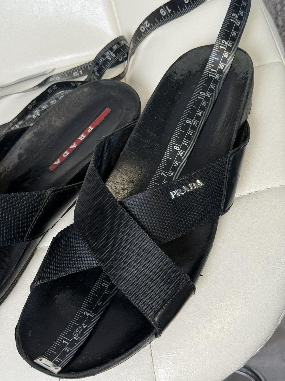 Prada Prada Sport Black Cross Strap Slide Men’s Sandals Metal Logo Size US 11.5 / EU 44-45 - 23 Thumbnail