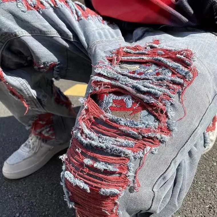 Japanese Brand × Vintage Vintage Distressed Punk Harajuku-Style Straight Leg Denim Size US 32 / EU 48 - 6 Thumbnail