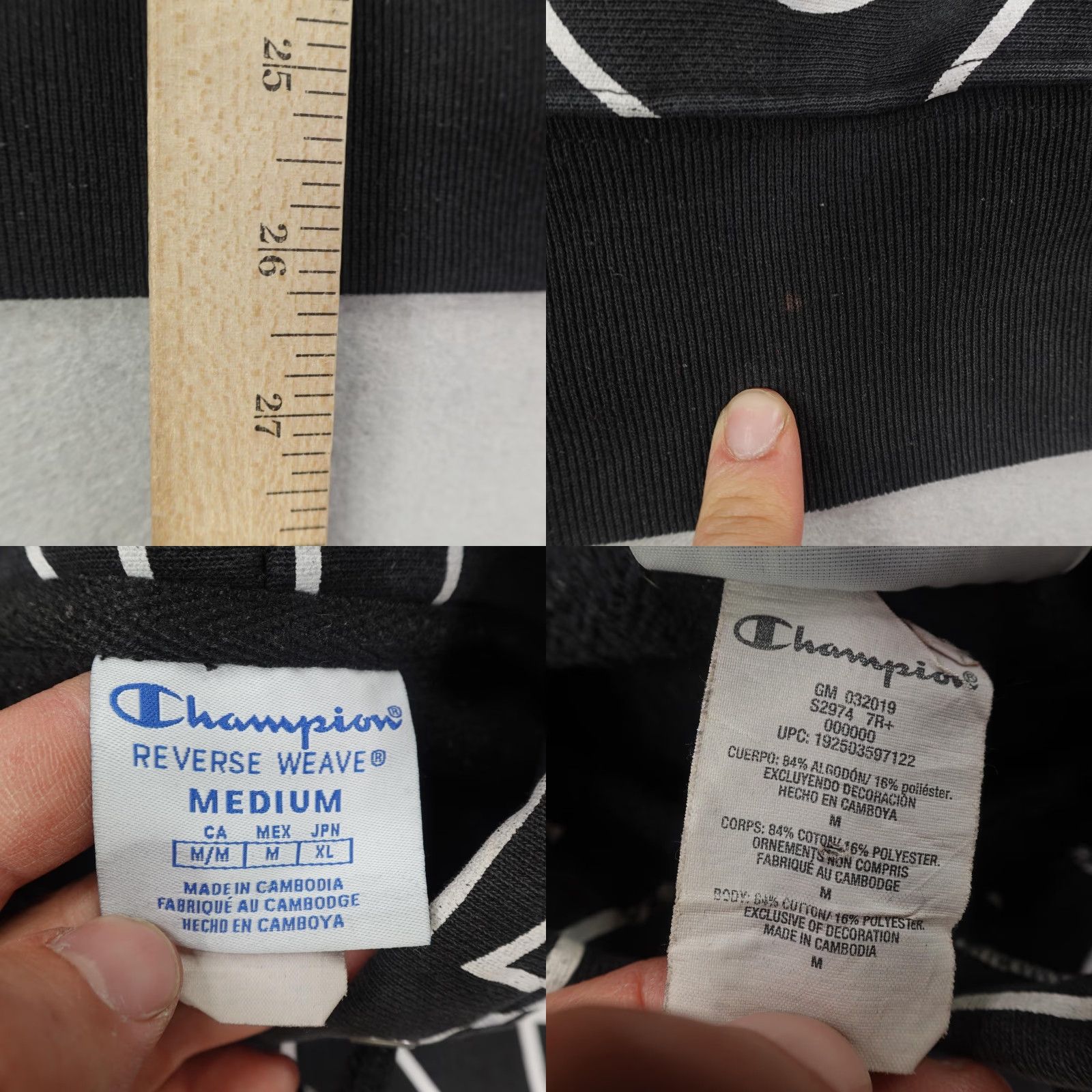 Champion Champion Hoodie Mens Medium Reverse Weave Pullover Sweatshirt AOP All Over Print Size US M / EU 48-50 / 2 - 8 Thumbnail