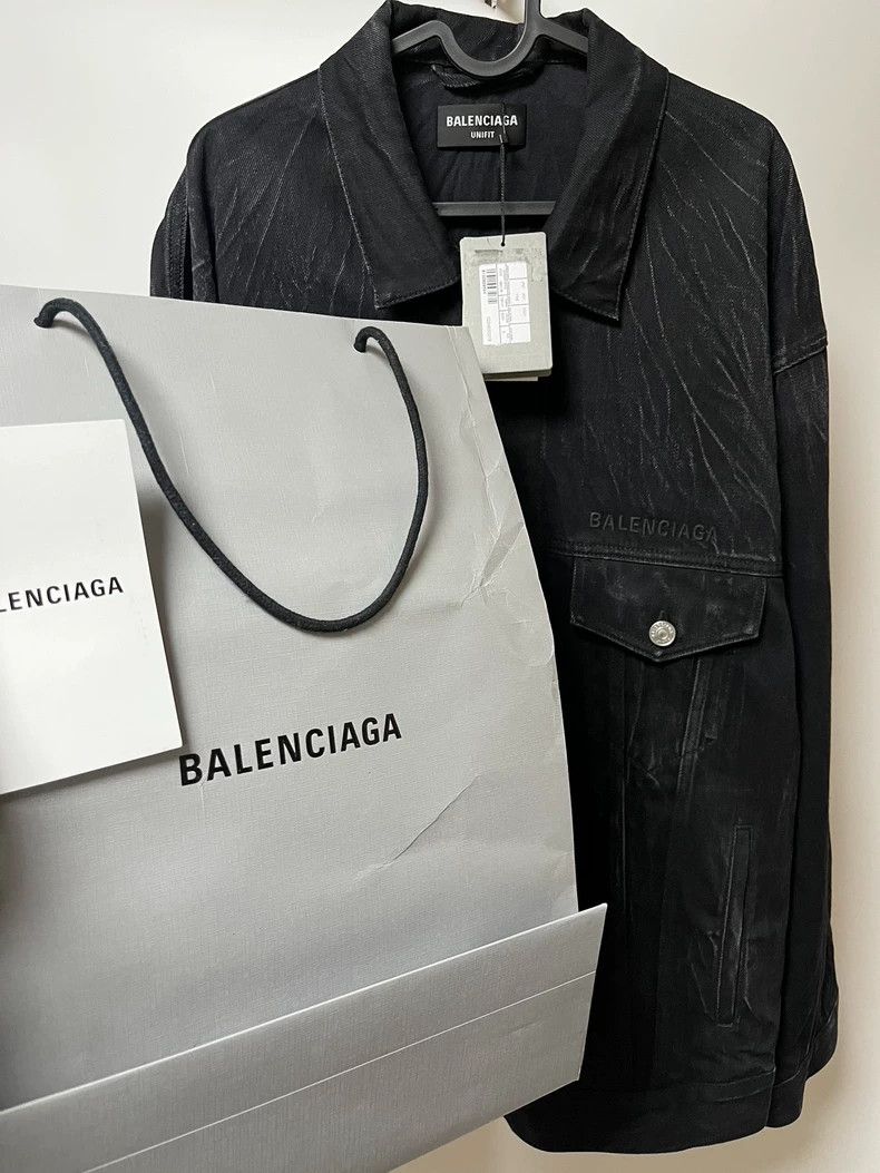 Balenciaga Balenciaga Black washed denim water ripple Paris logo deni Size US S / EU 44-46 / 1 - 8 Thumbnail