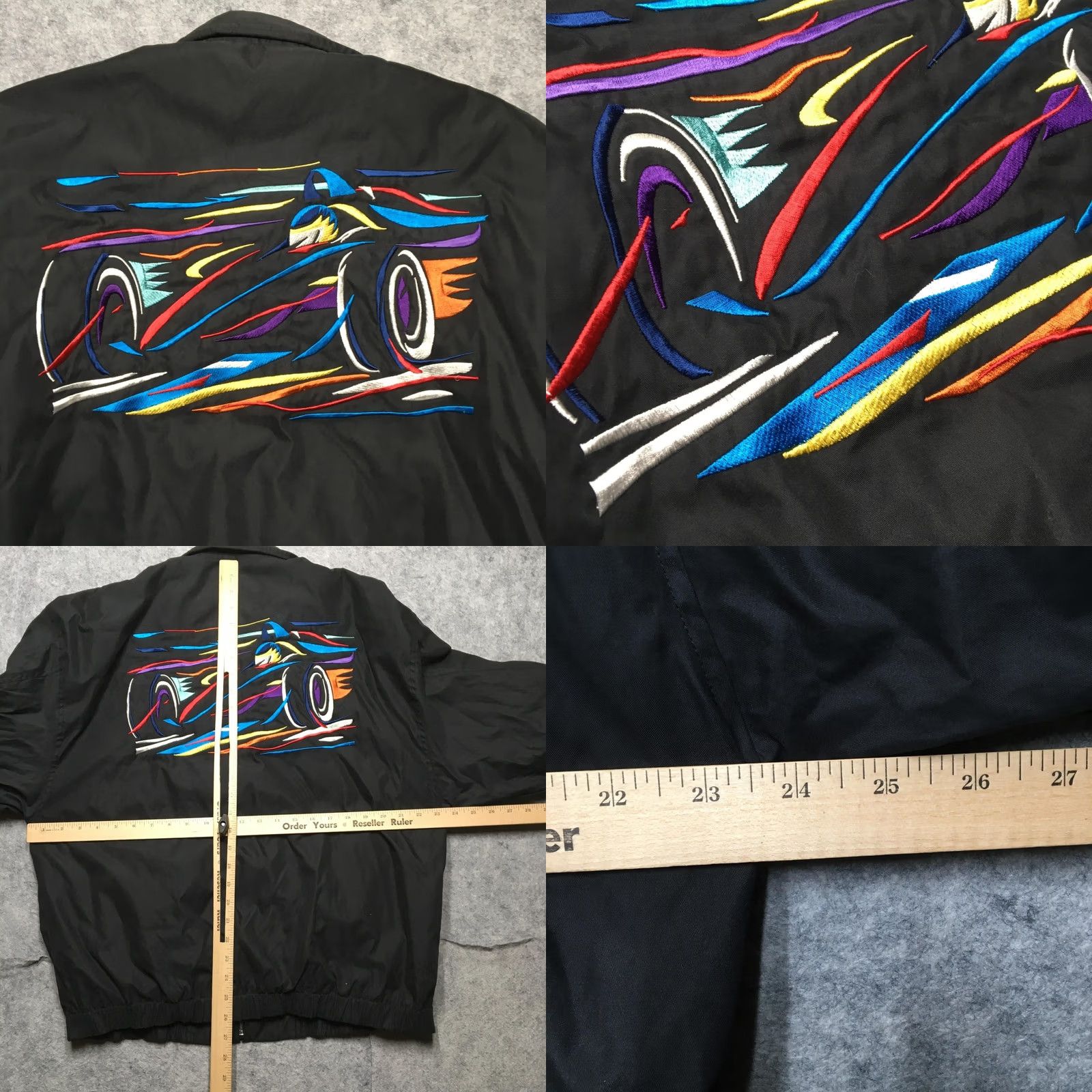 Vintage Vintage Devon & Jones Jacket Mens L Black Bomber Embroidered Race Car 90s Racing Car Embroidery Mens Large Black Contemporary Sportswear Mens Size US L / EU 52-54 / 3 - 8 Thumbnail