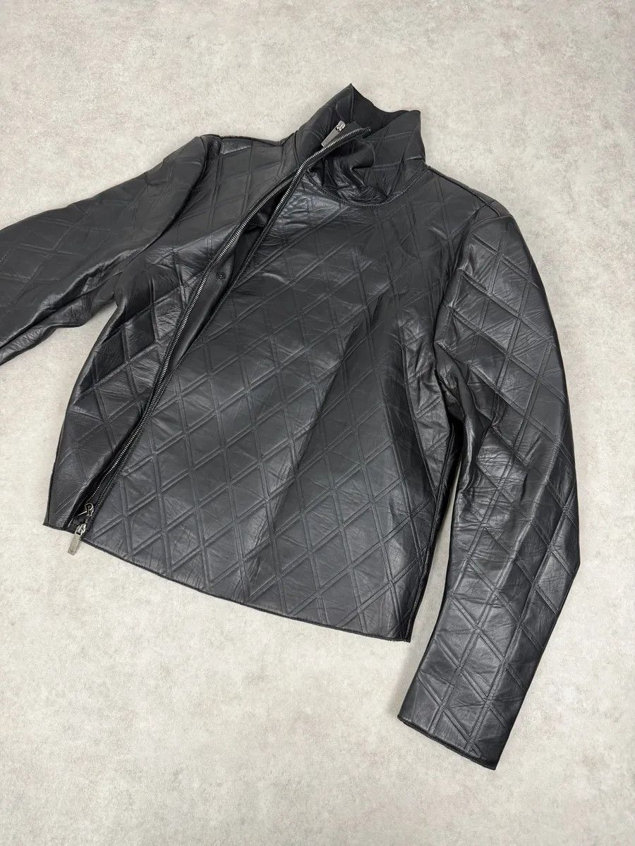 Emporio Armani AW2013 Emporio Armani Black Asymmetrical Losange Leather Jacket Size US S / EU 44-46 / 1 - 9 Thumbnail