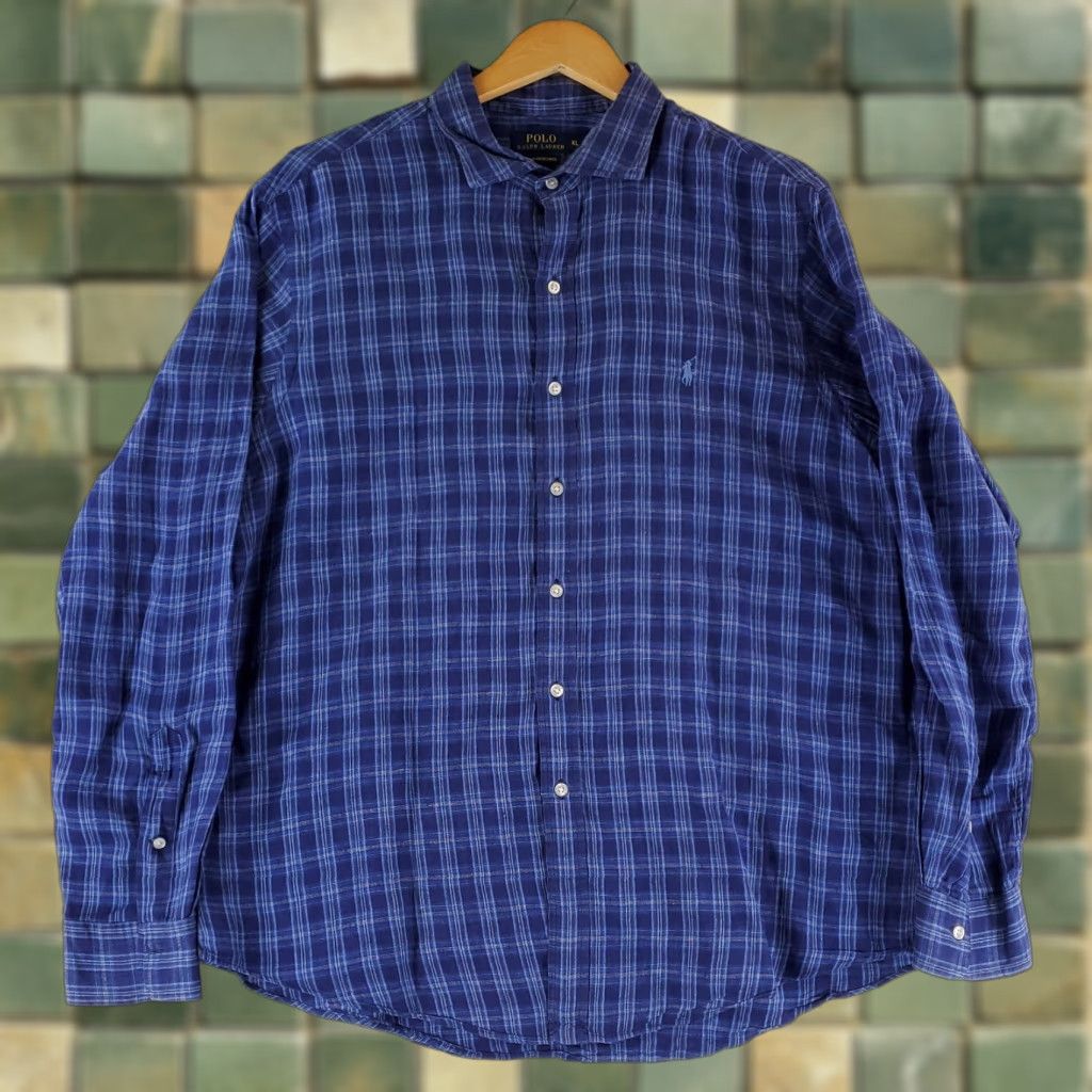 Polo Ralph Lauren Polo Ralph Lauren Shirt Ocean Wash 100% Linen Button Up Long Sleeve Blue XL Mens Size US XL / EU 56 / 4 - 1 Thumbnail
