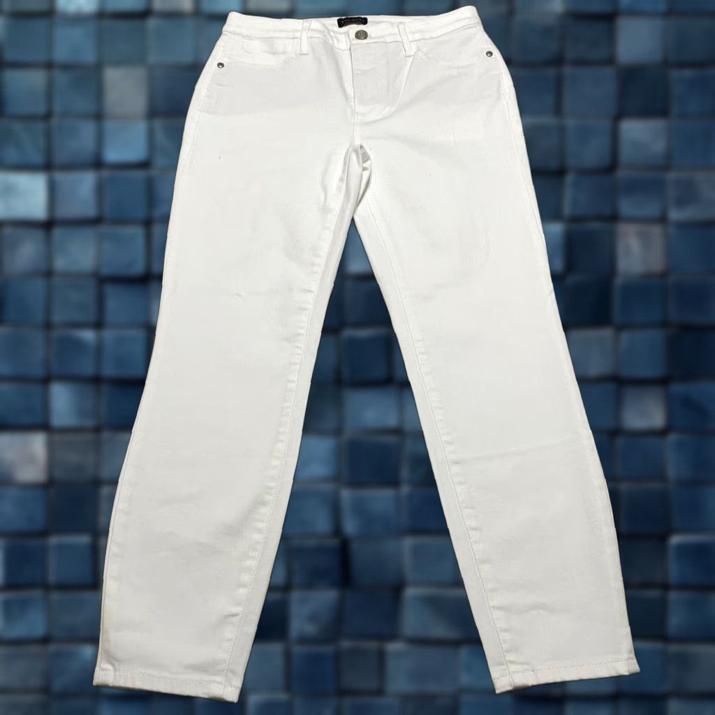 Talbots Talbots Womens Jeans Cropped Size 2 White Denim Jegging Mid Rise Pants 5-Pocket Solid Cotton Polyester Spandex Clothing Womens Size 26" / US 2 / IT 38 - 1 Thumbnail