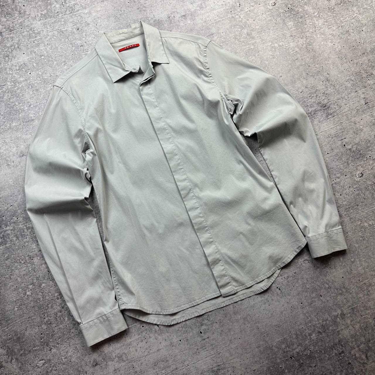 Prada Prada Red Line Stretch Shirt Light Grey Hidden Placket Size US M / EU 48-50 / 2 - 1 Thumbnail