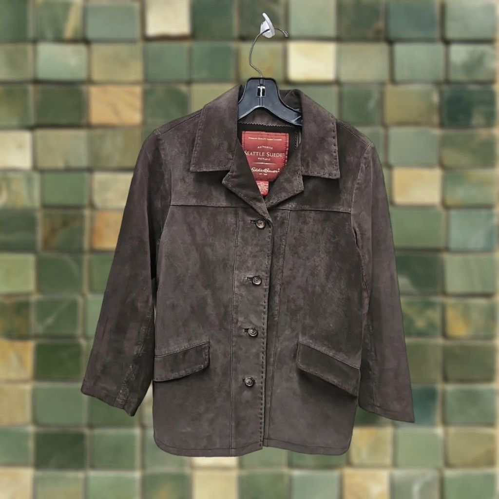 Eddie Bauer VINTAGE Eddie Bauer Seattle Suede Brown Jacket Womens XS Petite Jacket Brown Womens XS Petite Suede Seattle Eddie Bauer Vintage Jacket Size XS / US 0-2 / IT 36-38 - 1 Thumbnail