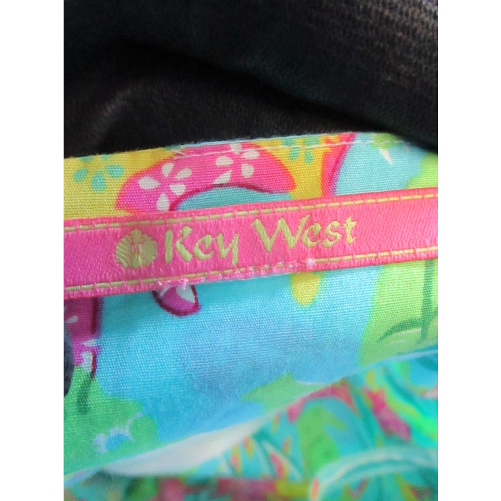 Vintage Key West Sundress Girls 2 Blue Green Pink Animal Print Bow Cowl Neck Sleeveless Pullover Short Dress Womens Casual Party/Cocktail Travel Cotton Size XS / US 0-2 / IT 36-38 - 3 Thumbnail