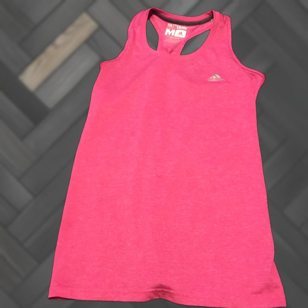 Adidas adidas Climalite Tank Women’s Racerback Pink Medium Athletic Sleeveless Yoga Gym Running Beach Football Cheerleading CrossFit Size M / US 6-8 / IT 42-44 - 1 Thumbnail