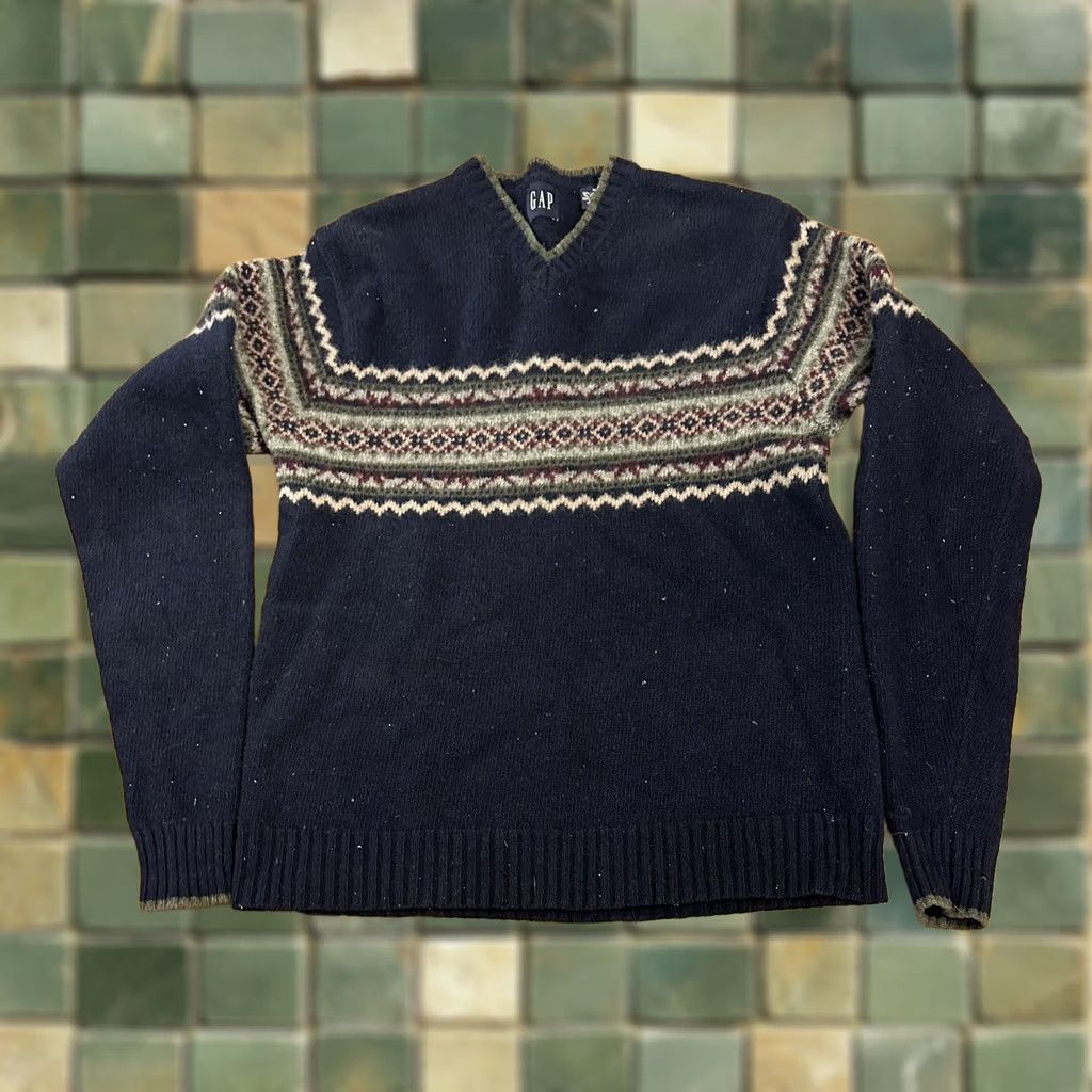 Gap VINTAGE GAP Sweater V Neck Medium Navy Blue 90s Lambswool Size US M / EU 48-50 / 2 - 1 Thumbnail