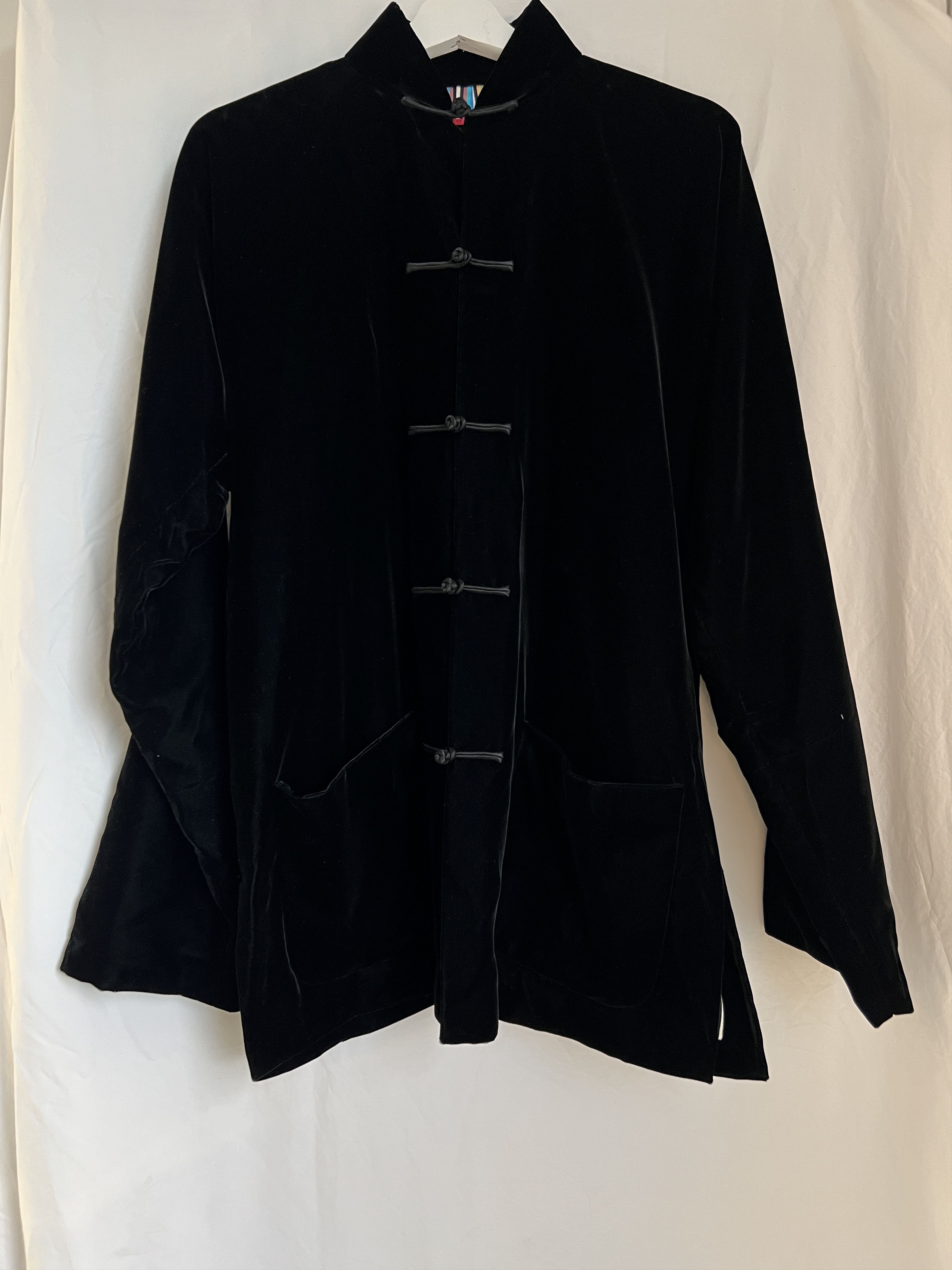 image of Shanghai Tang Black Velvet Jacket, Women's (Size Large)