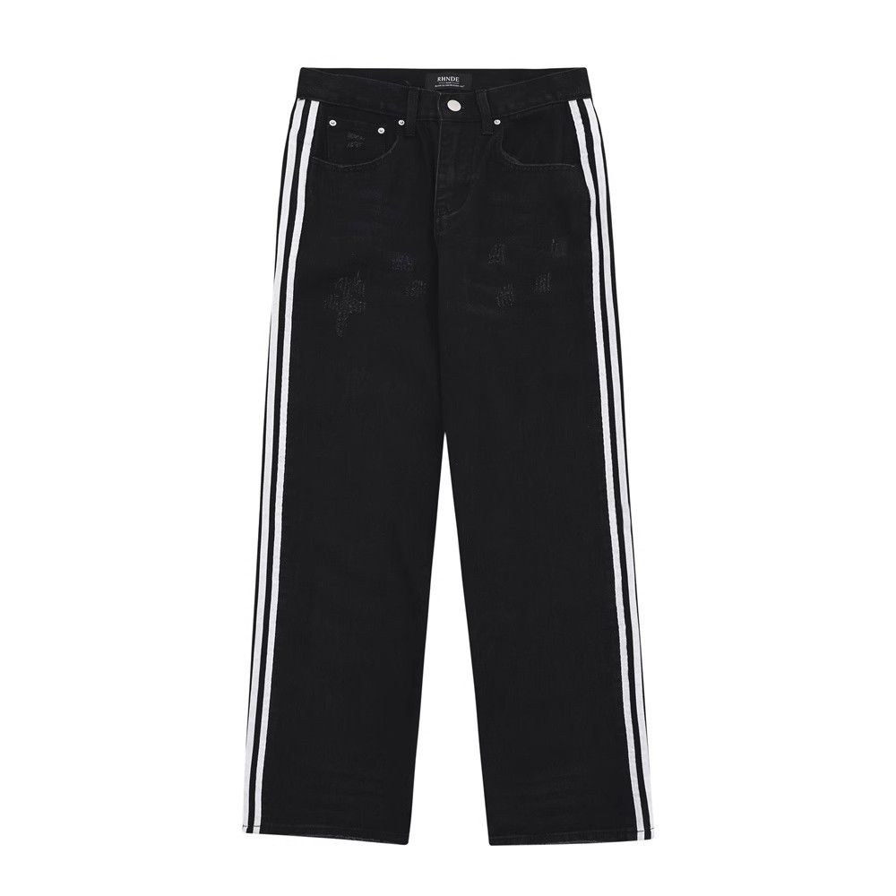 Japanese Brand × Jean Dtreet American side stripe matching loose casual jeans Size US 32 / EU 48 - 4 Thumbnail