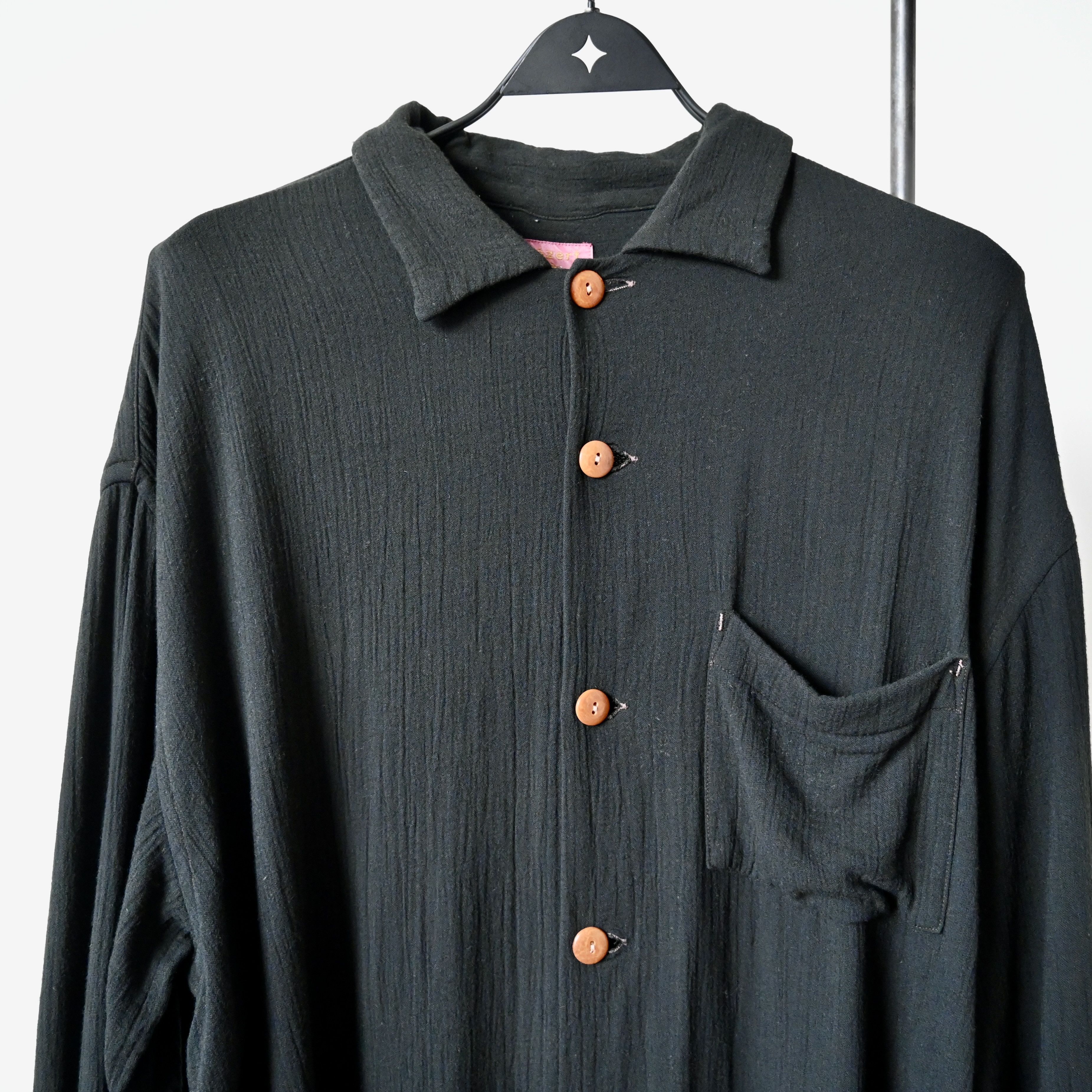 Dezert VTG 1980-90s Dezert black rayon x wool drapey shirt Size US L / EU 52-54 / 3 - 6 Thumbnail