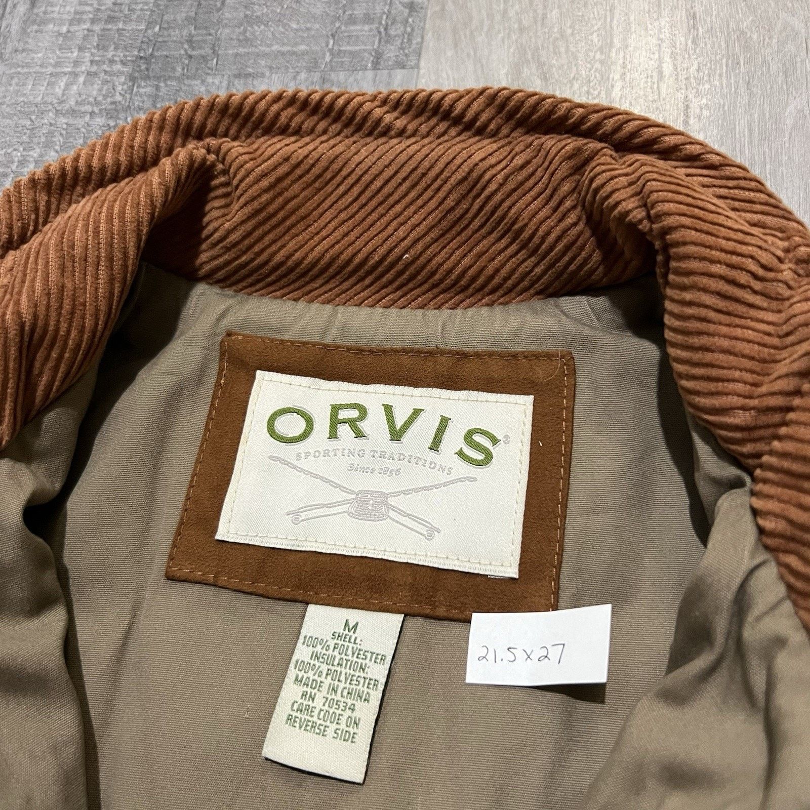 Orvis Orvis Vest Faux Suede Polyester Men M Brown Corduroy Trim Size US M / EU 48-50 / 2 - 5 Thumbnail