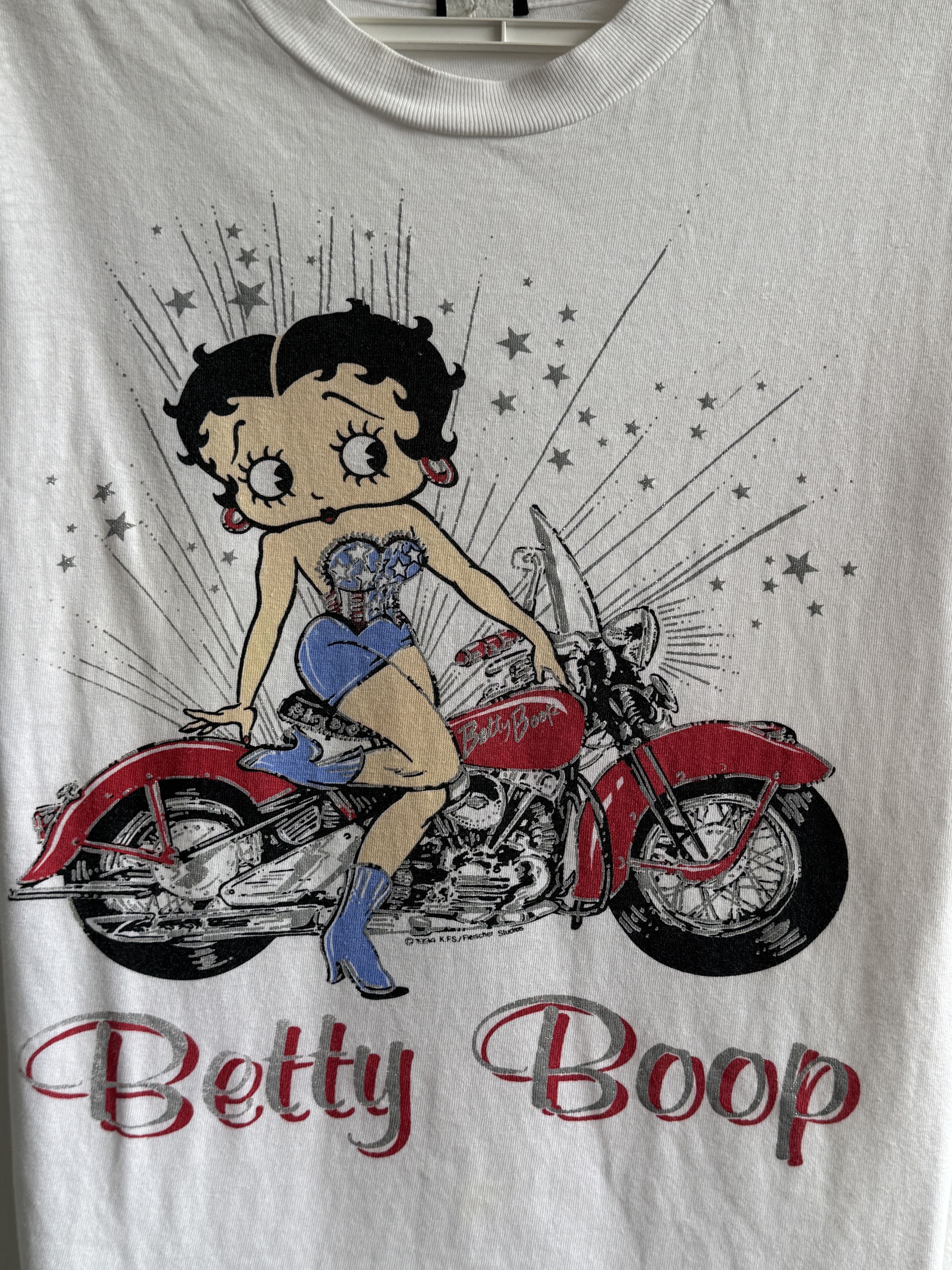 Vintage Vintage Betty Boop Motorcycle Glitter Diamond Dust T-shirt Size US M / EU 48-50 / 2 - 2 Thumbnail