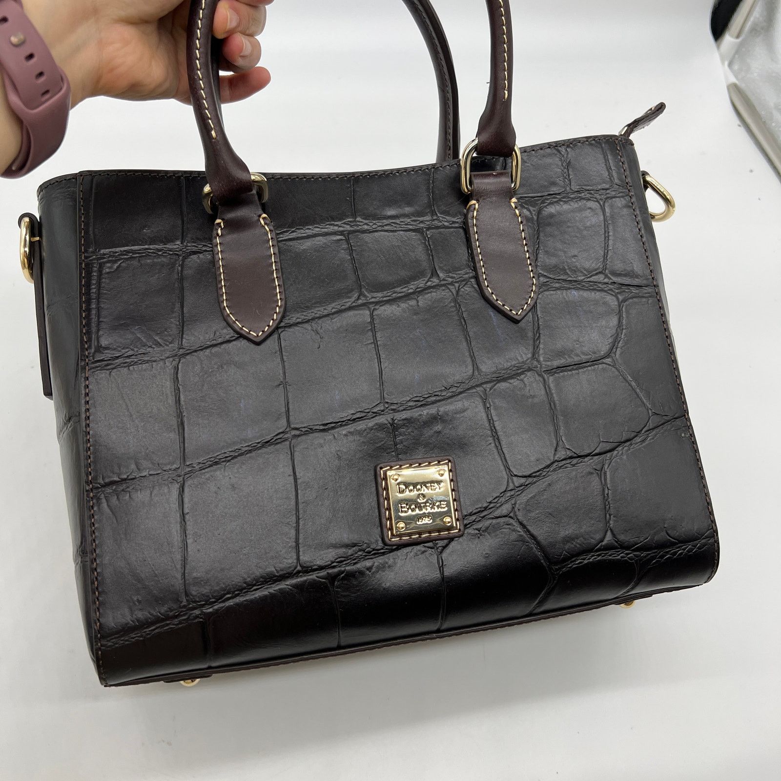 Dooney & Bourke Dooney & Bourke Denison Croco Top Handle Tote Espresso Size ONE SIZE - 18 Thumbnail